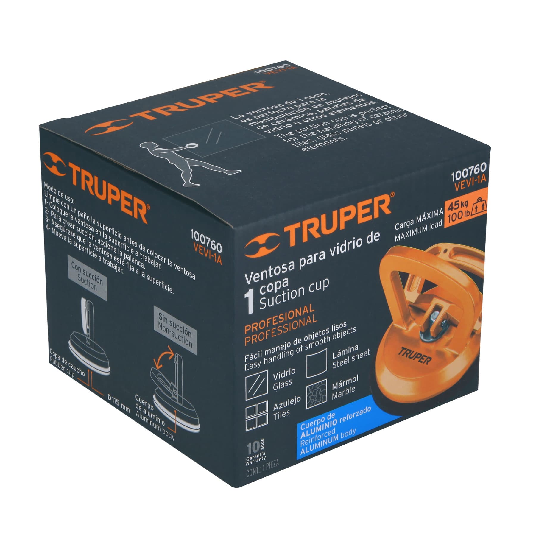 Ventosas de Aluminio para Vidrio Truper 1 Copa de Succion