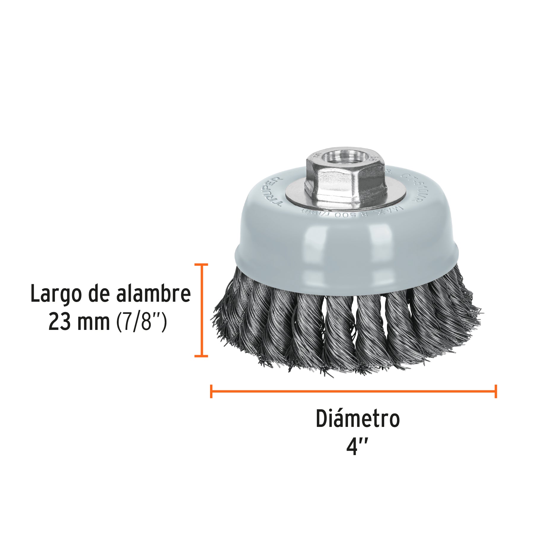 Carda Copa Alambre Trenzado Fino Multi-Rosca Truper 4"