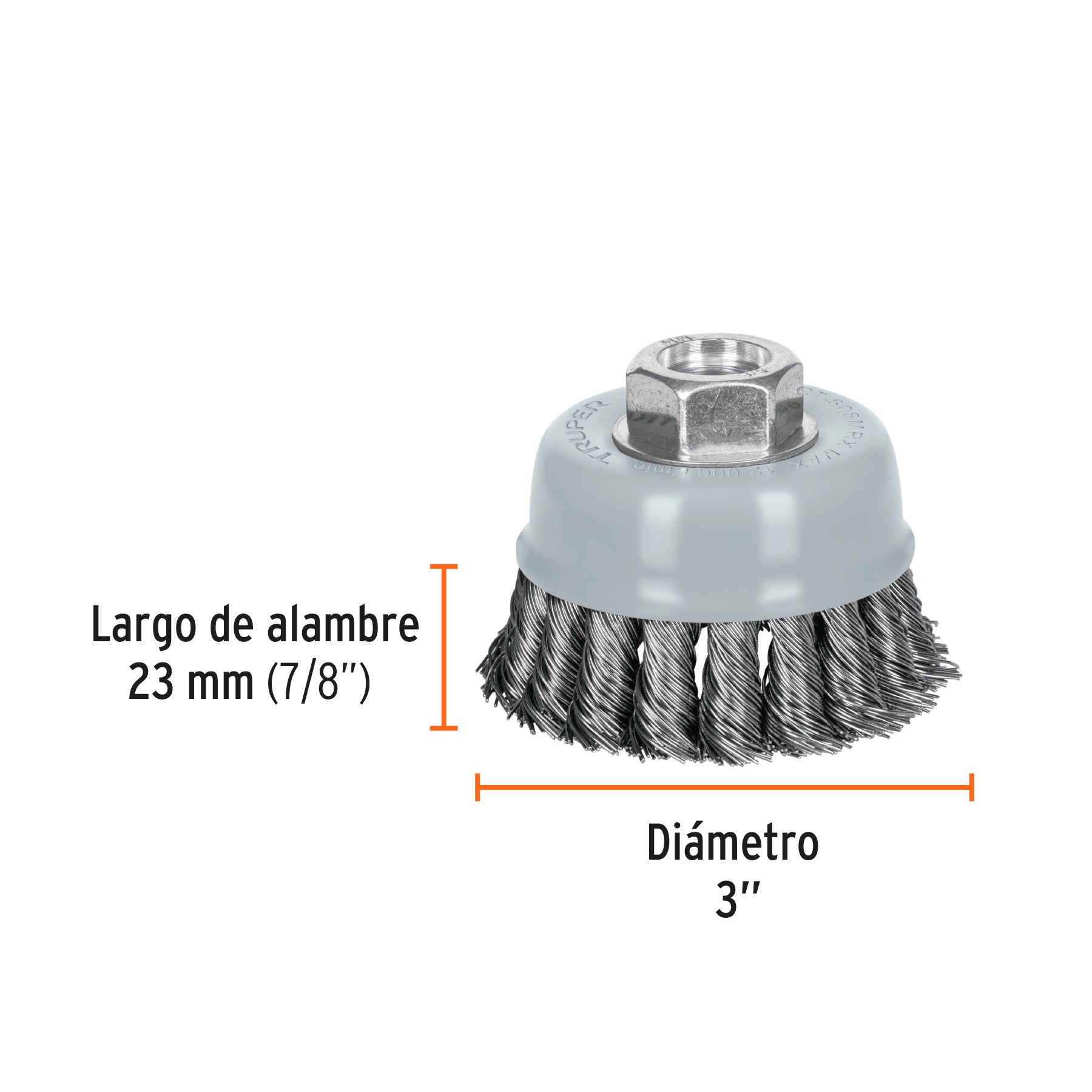 Carda Copa Alambre Trenzado Grueso Multi-Rosca Truper 3"