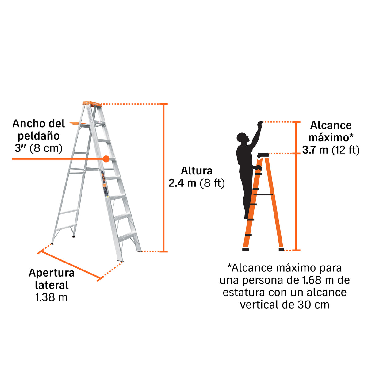 Escalera de Tijera Tipo II Truper 7 Peldaños y Bandeja