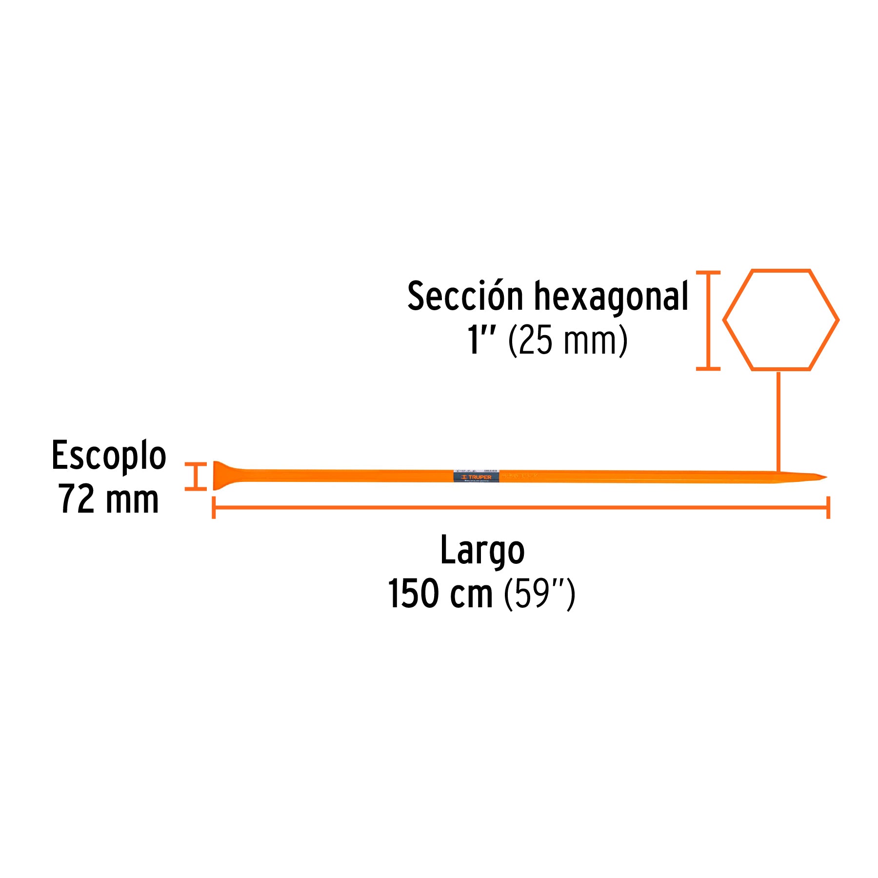 Barreta de Punta 1" X 150 cms Escoplo 72 mm Truper