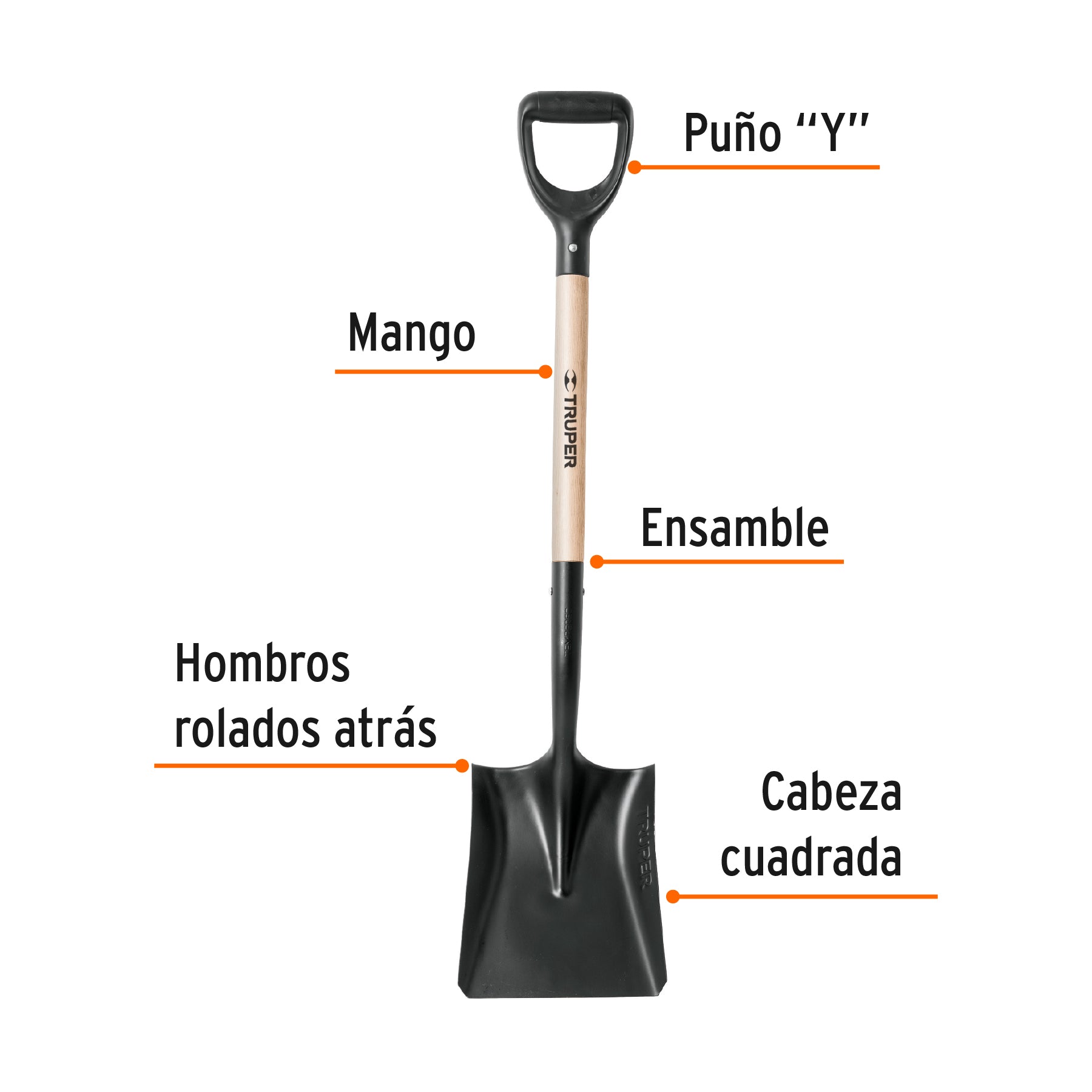 Pala Cuadrada Puño "Y" T-1000 Truper