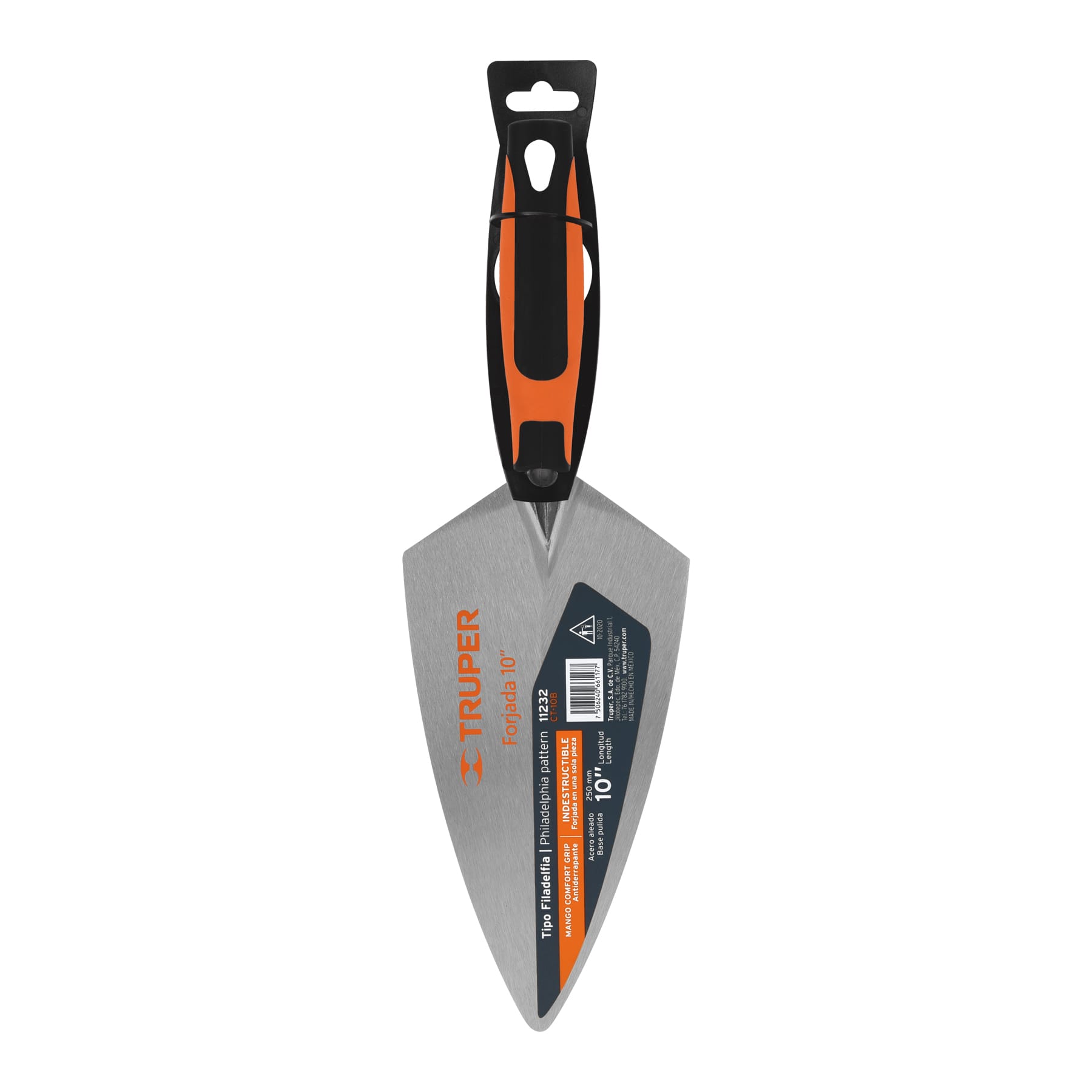 Cuchara para Albañil Tipo Filadelfia Mango Comfort Grip Truper 10"