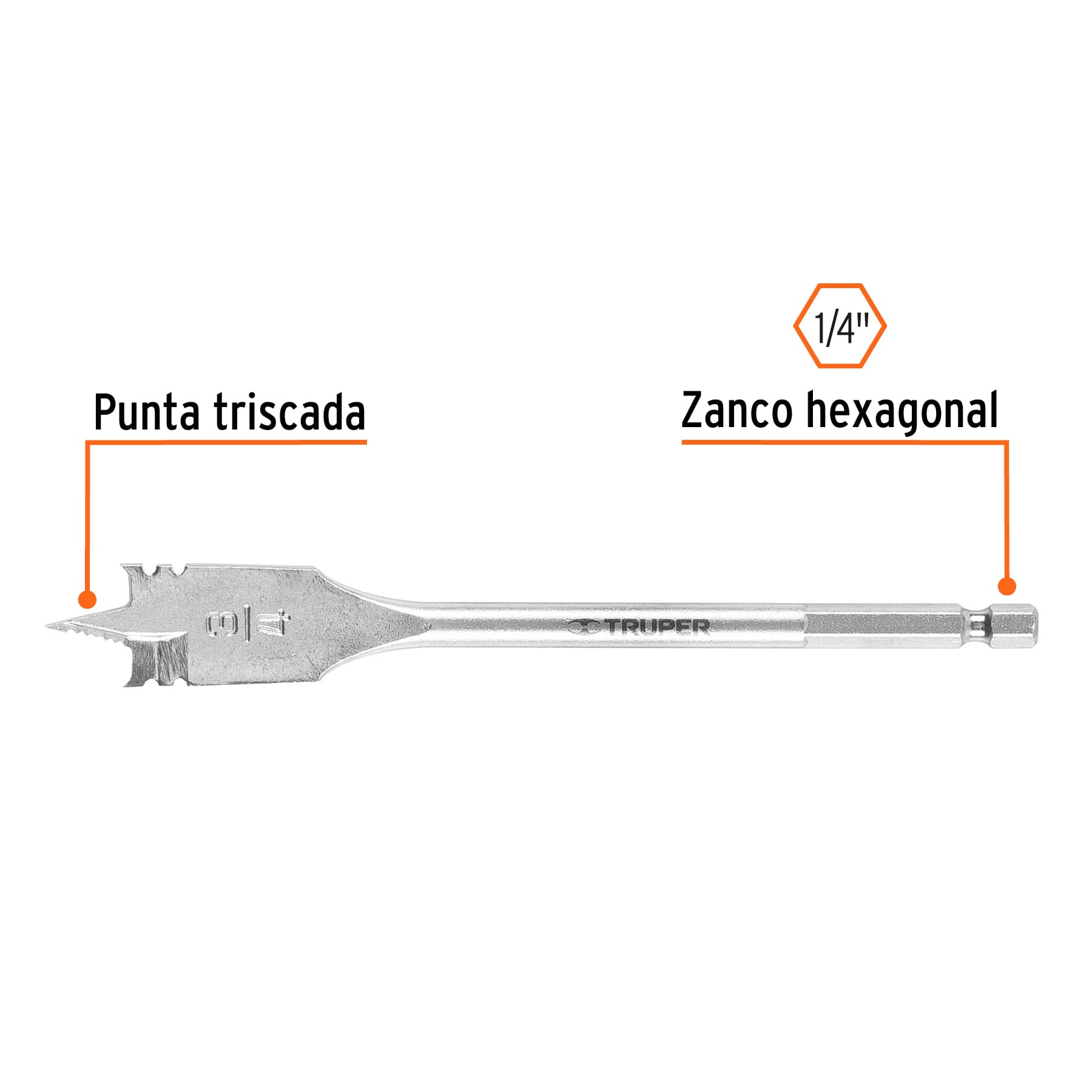 Broca para Madera Tipo Manita Truper 3/4"