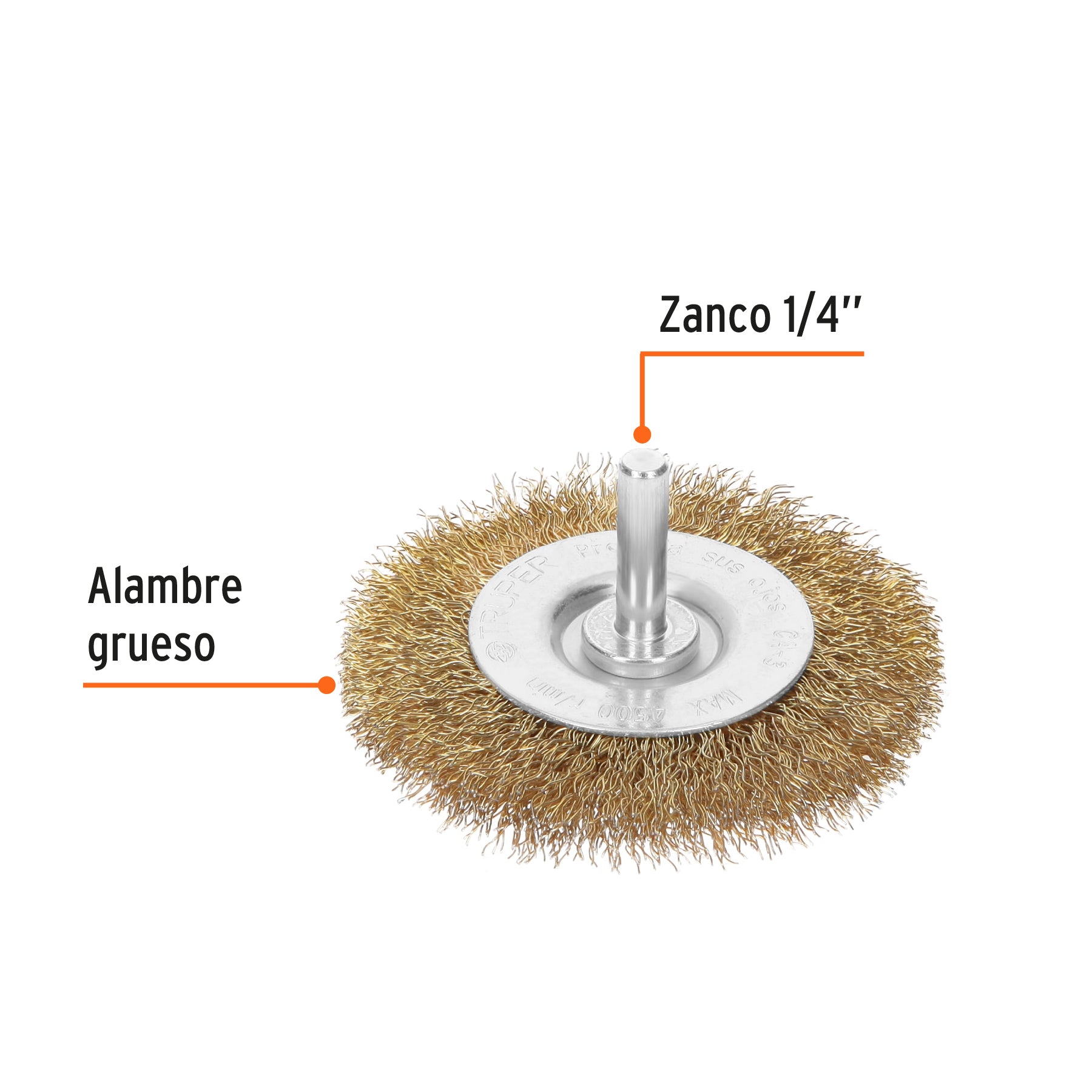 Carda para Taladro Circular 3" Zanco 1/4" Alambre Grueso Truper