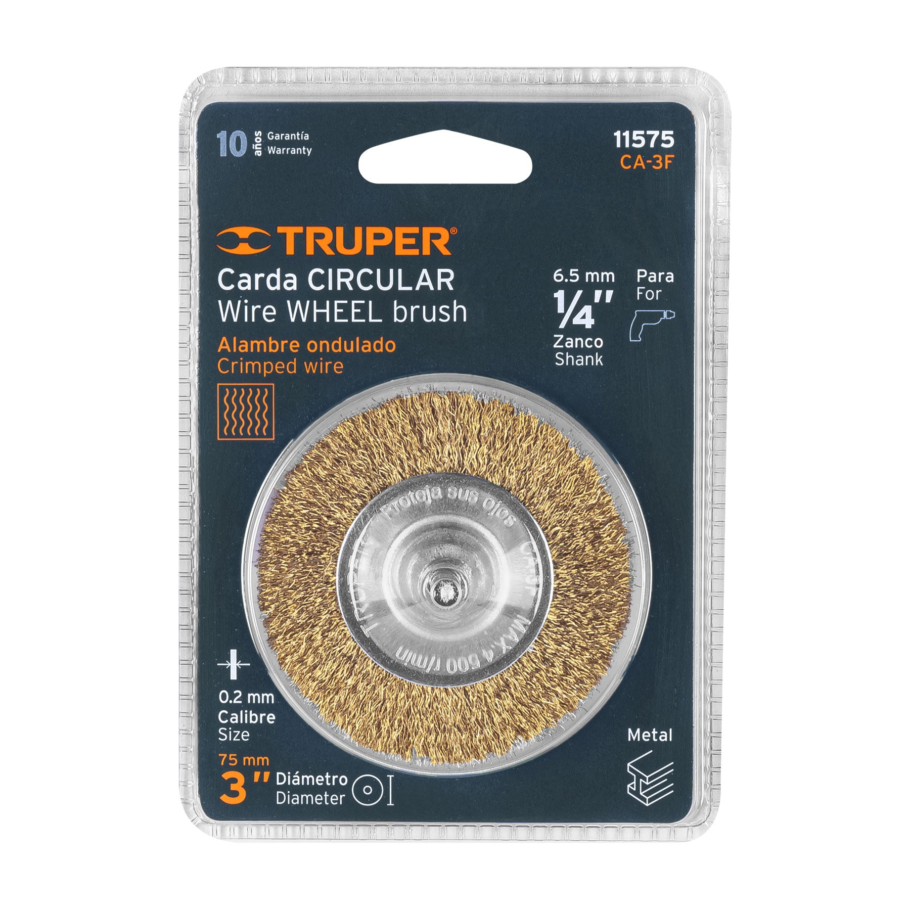 Carda para Taladro Circular 3" Zanco 1/4" Alambre Fino Truper