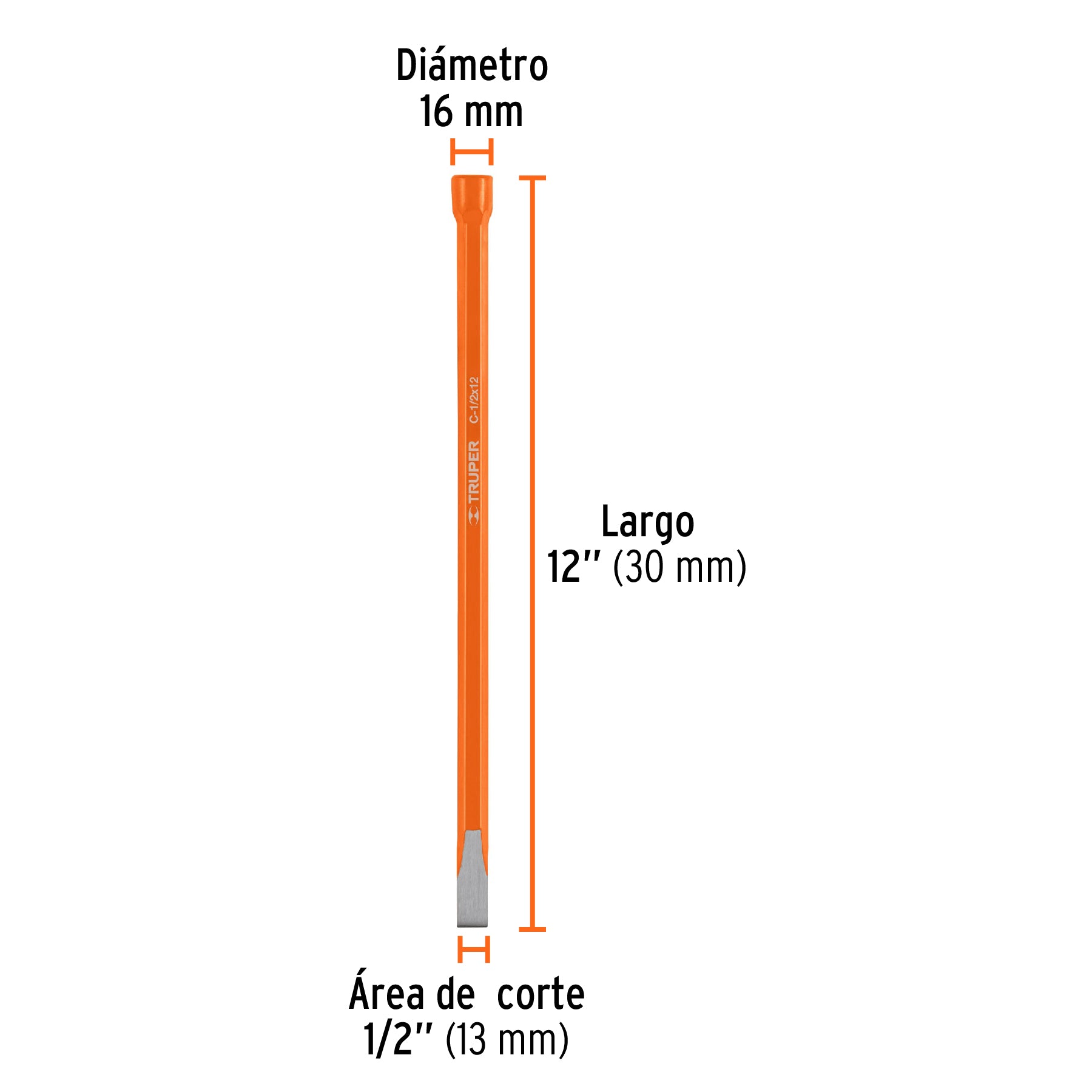 Cincel de Corte Frio Truper 1/2" x 12"