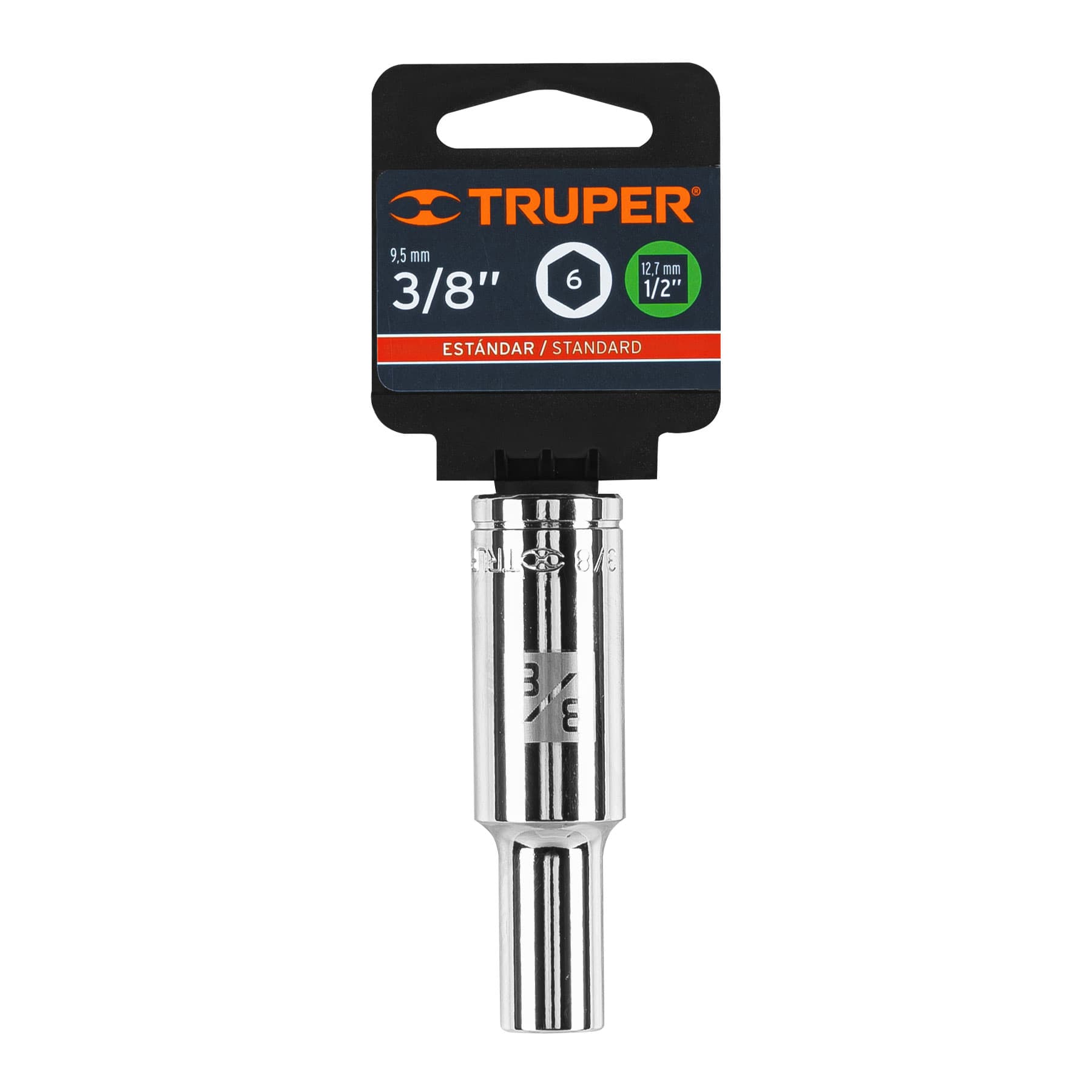Dado Cuadro 1/2" Largo de 6 Puntas Truper 3/8"