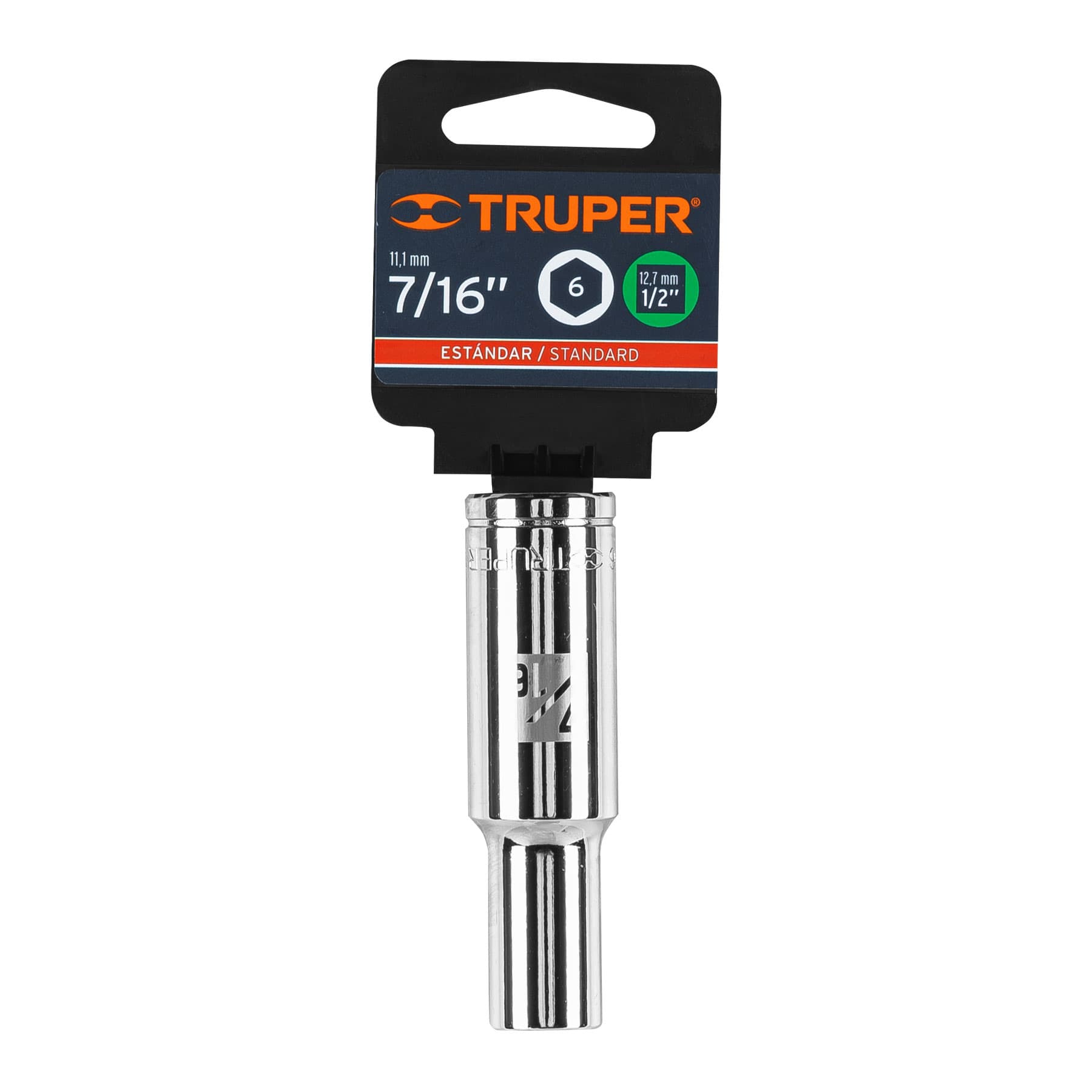 Dado Cuadro 1/2" Largo de 6 Puntas Truper 7/16"