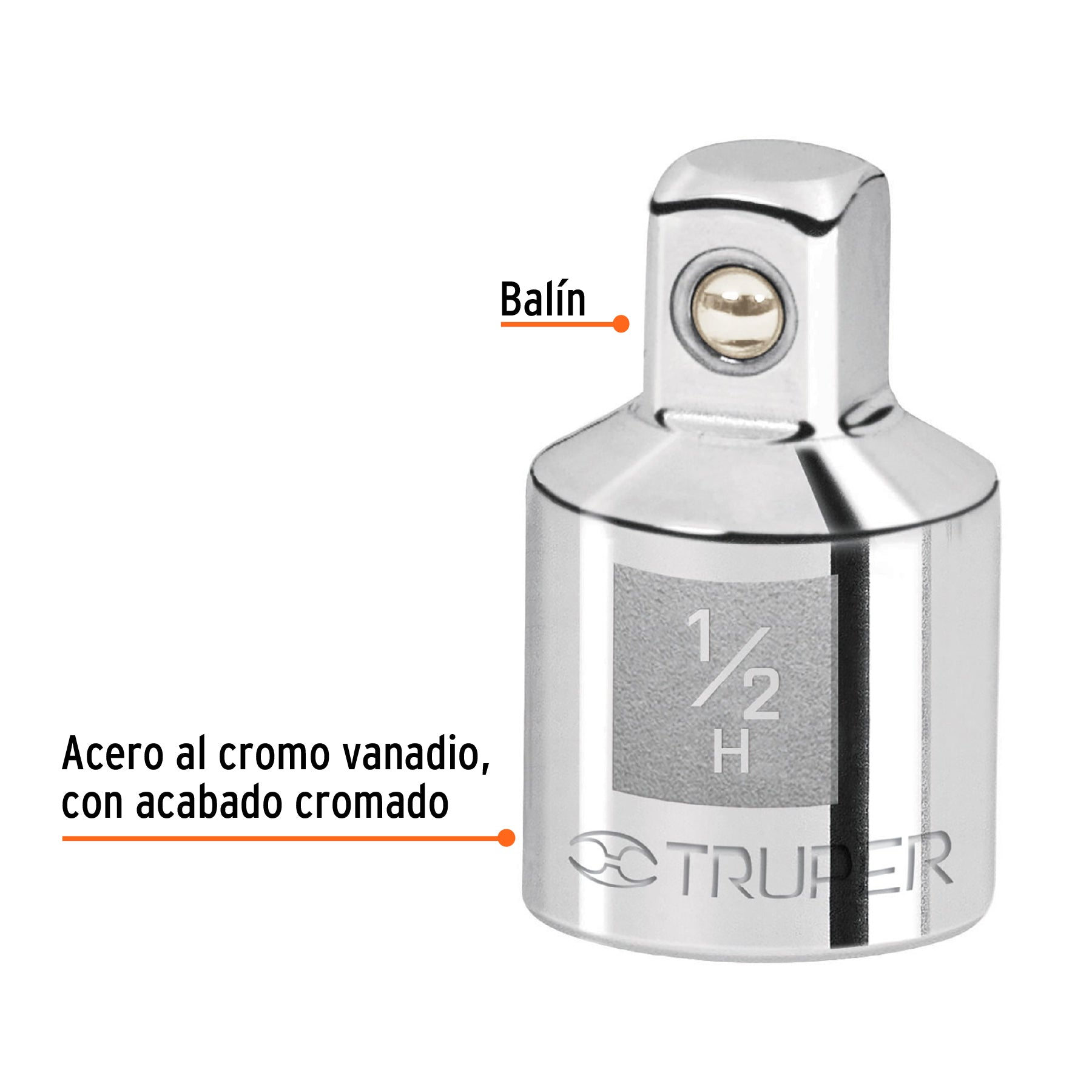 Adaptador para Matraca Cuadro 1/2" a Cuadro 3/8" Truper