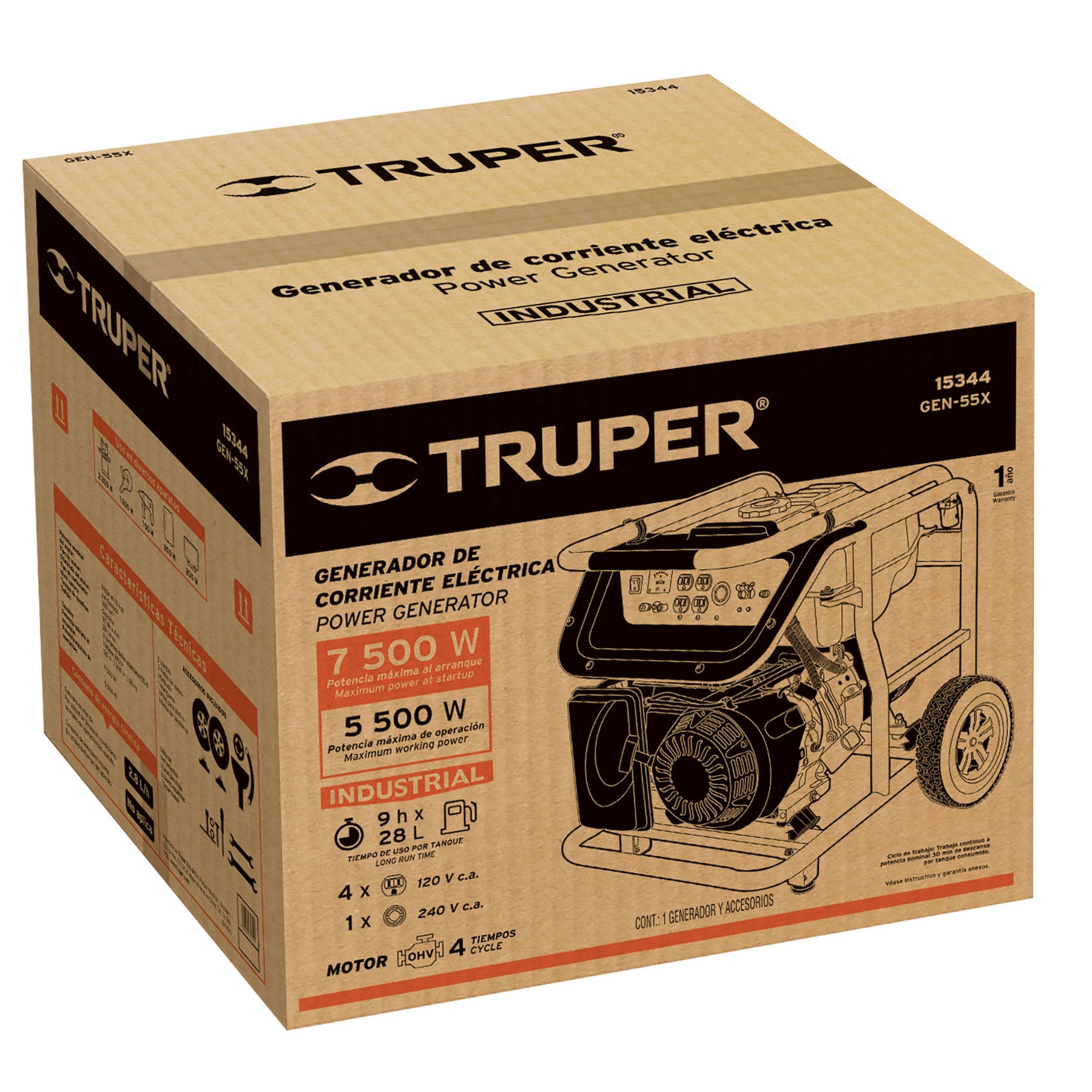 Generador Electrico a Gasolina 5,500 Watts Truper