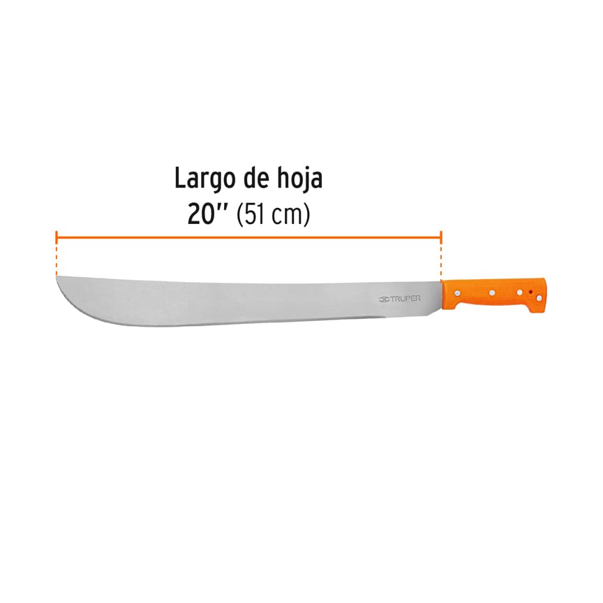 Machete Estandar Cacha Remachada Naranja Truper 20" (51 cm)