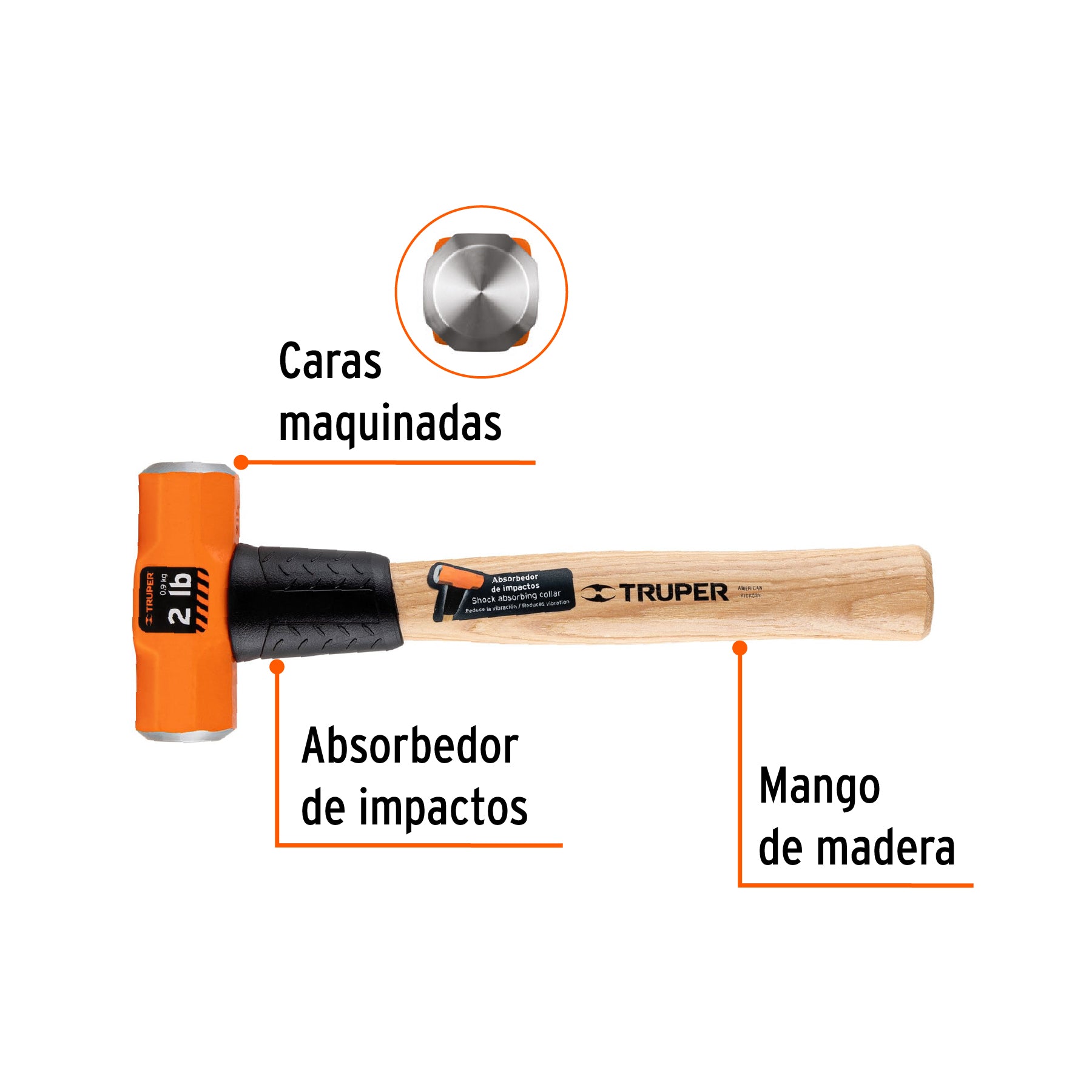 Marro Octagonal Mango Madera 12" Truper 2 Libras
