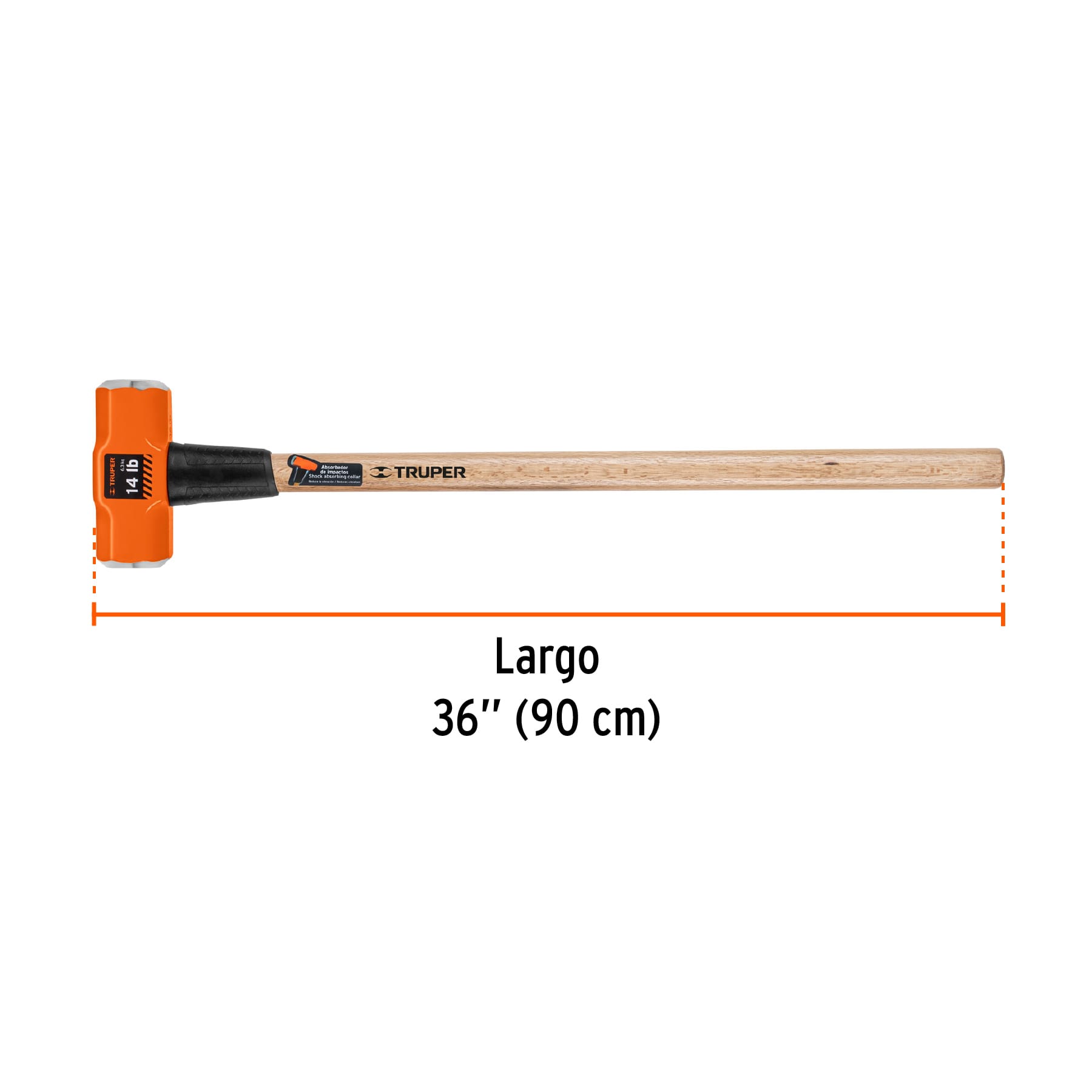 Marro Octagonal Mango Madera 36" Truper 14 Libras