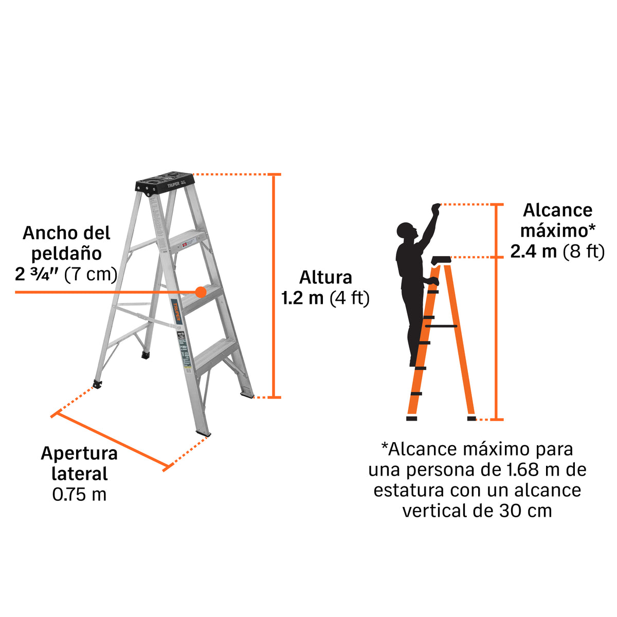 Escalera de Tijera Tipo III Truper 3 Peldaños