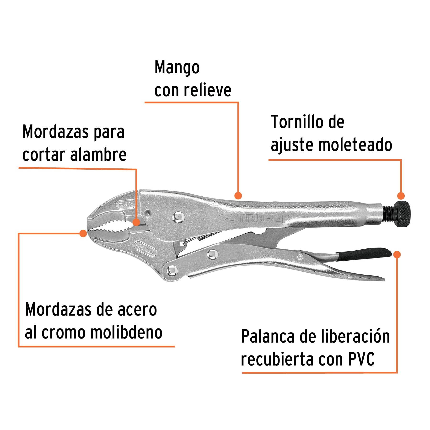 Pinza de Presion Mordaza Curva 10" Truper