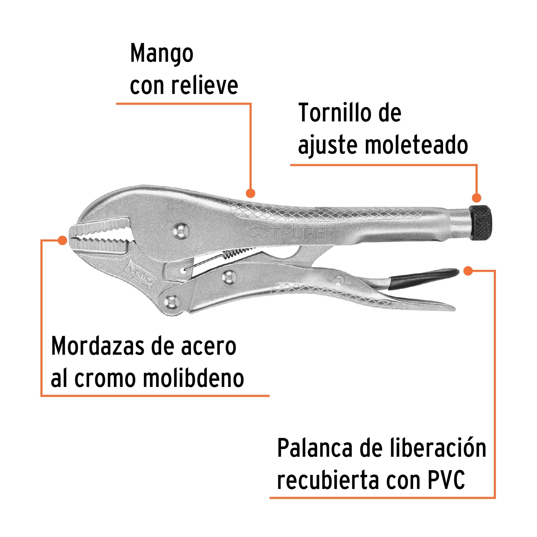 Pinza de Presion Mordaza Recta 10" Truper