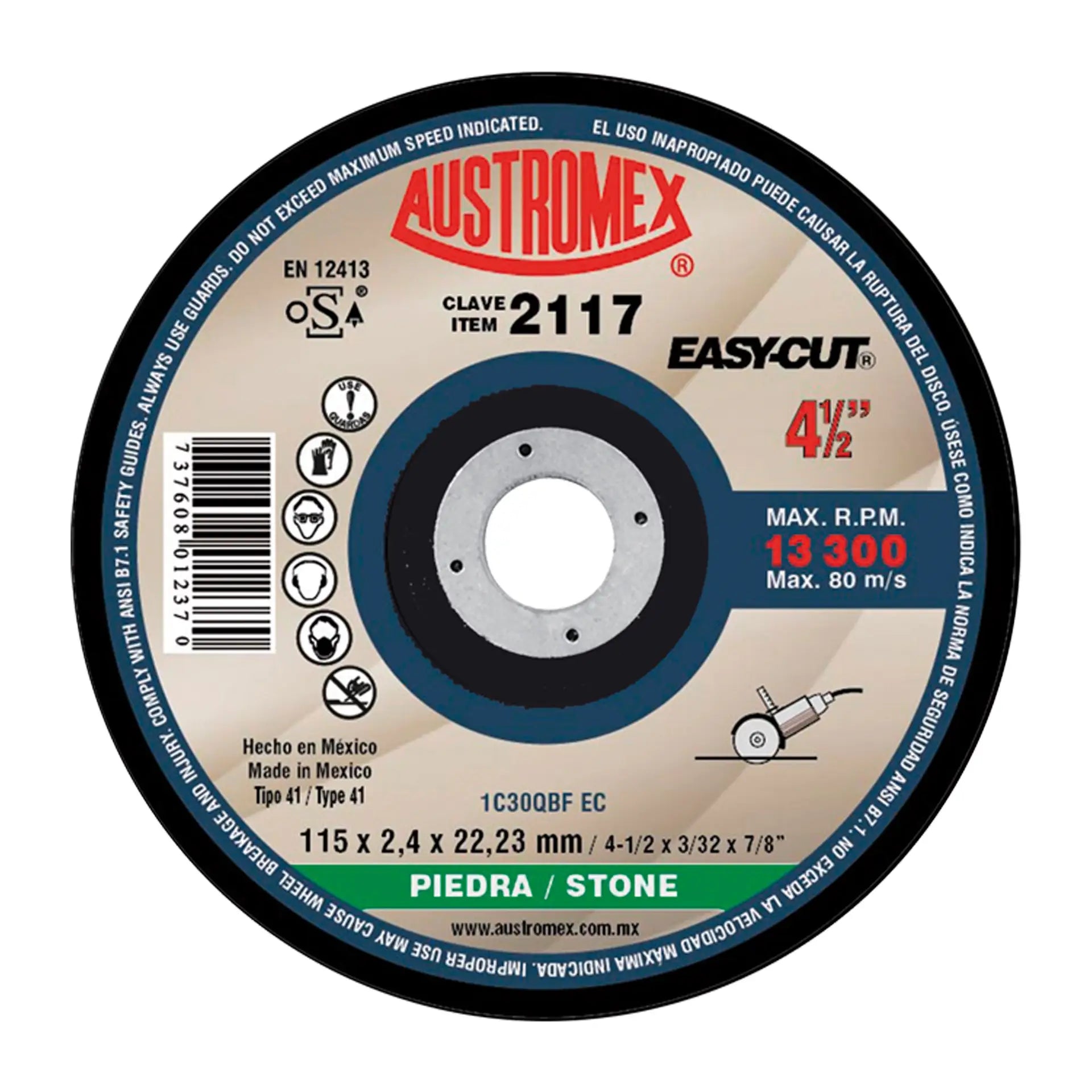 Disco Corte de Piedra 4"1/2 Easy-Cut 2117 Austromex