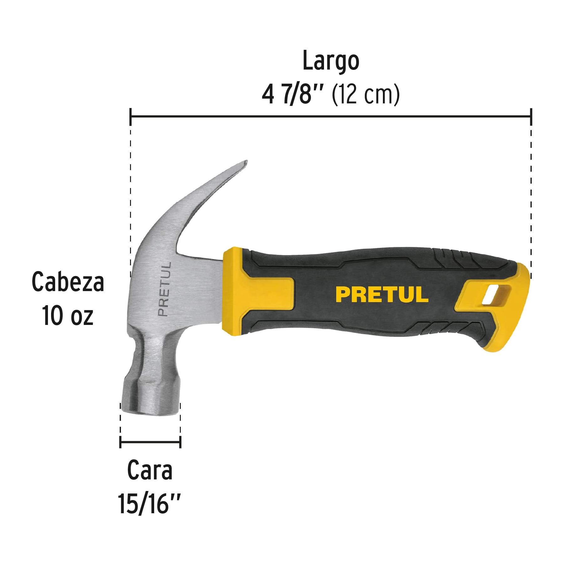 Martillo Mini 10 Onzas Uña Curva Mango Comfort Grip Pretul