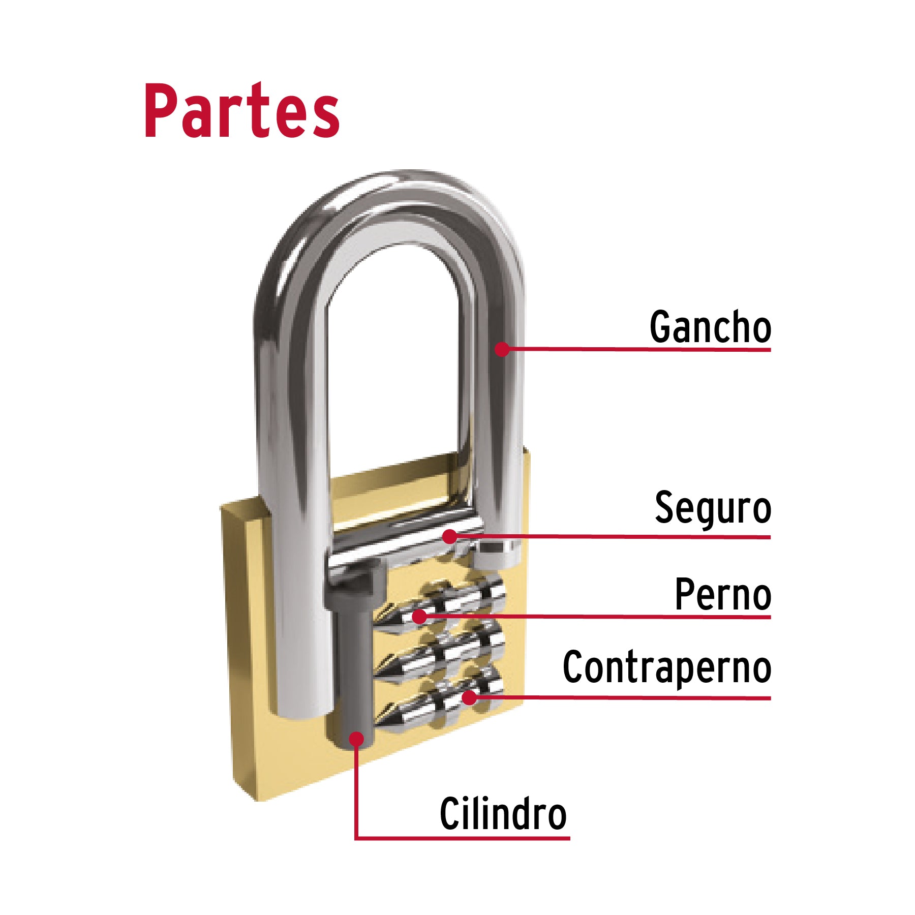 Candado de Hierro Color Laton 20 mm Hermex Basic Gancho Corto