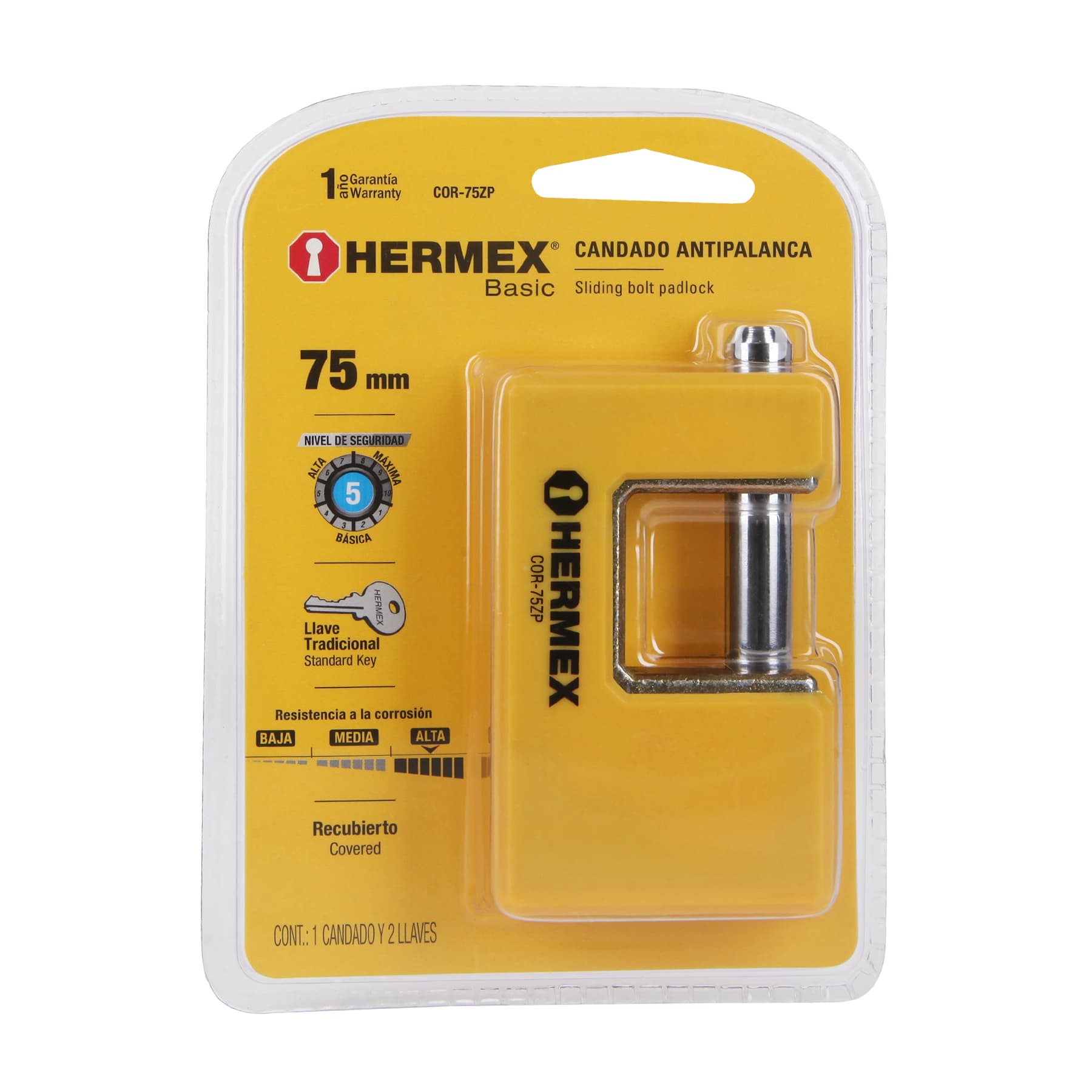 Candado para Cortina 75 mm Cuerpo Metálico Hermex