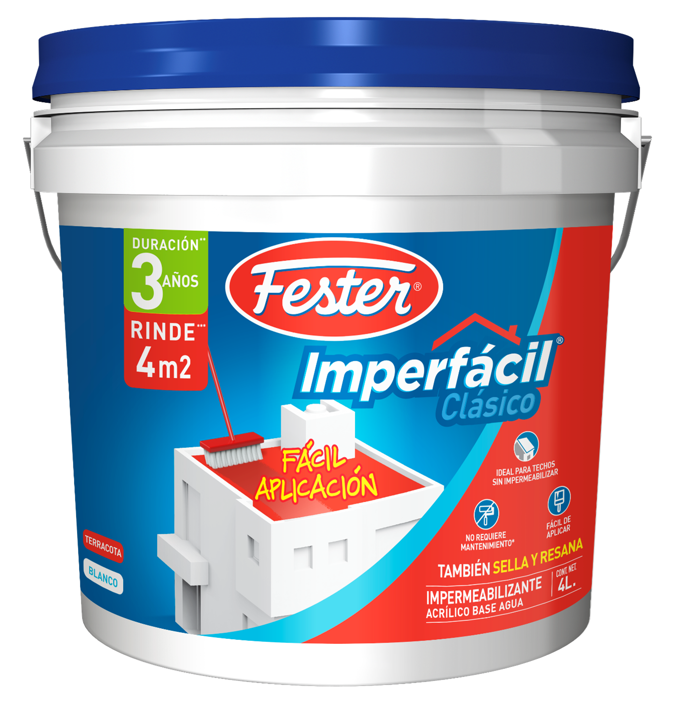 Fester Imperfacil Clasico 3 Años Rojo 4 Lts