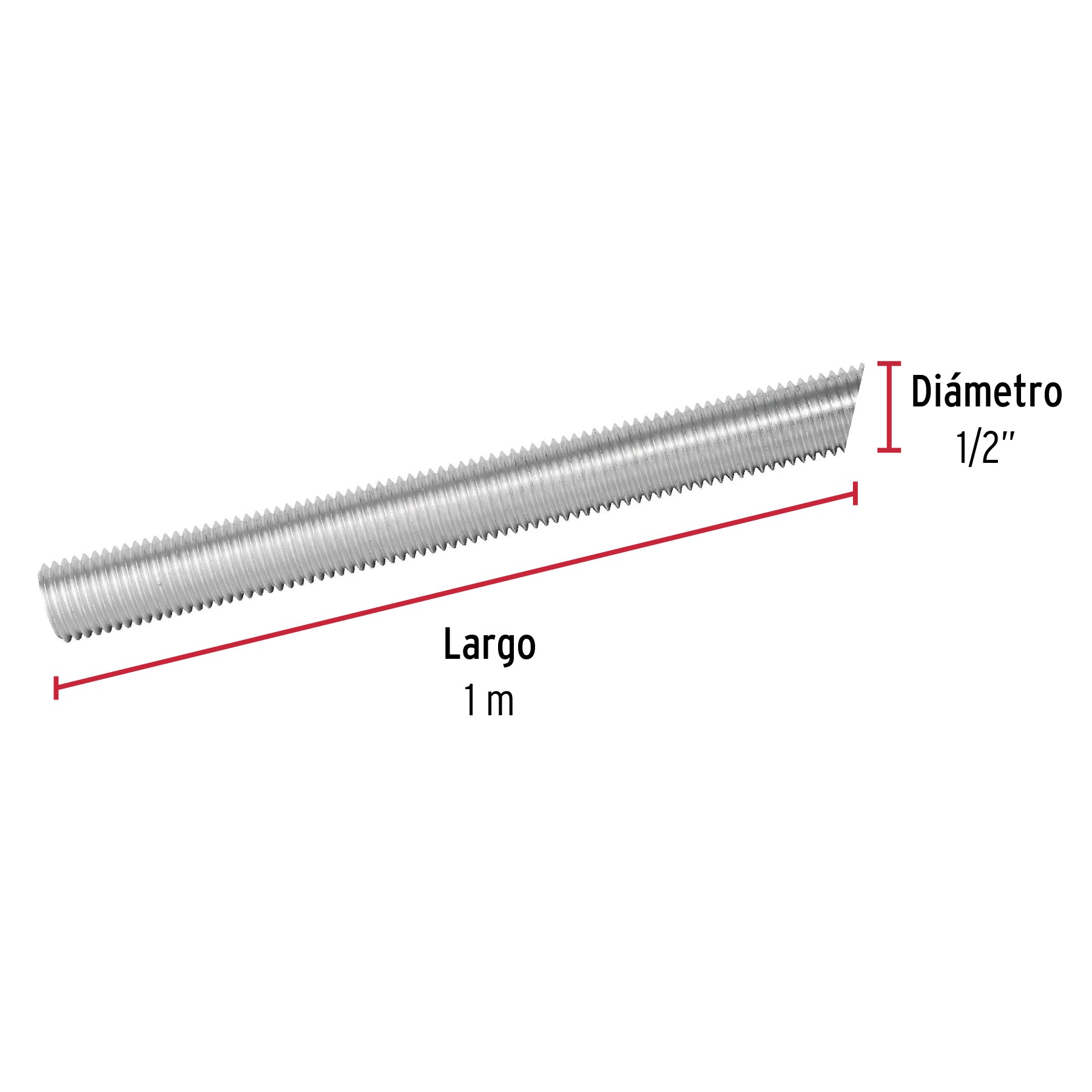 Varilla Roscada de 1 Metro x 1/2" (13 mm) Fiero