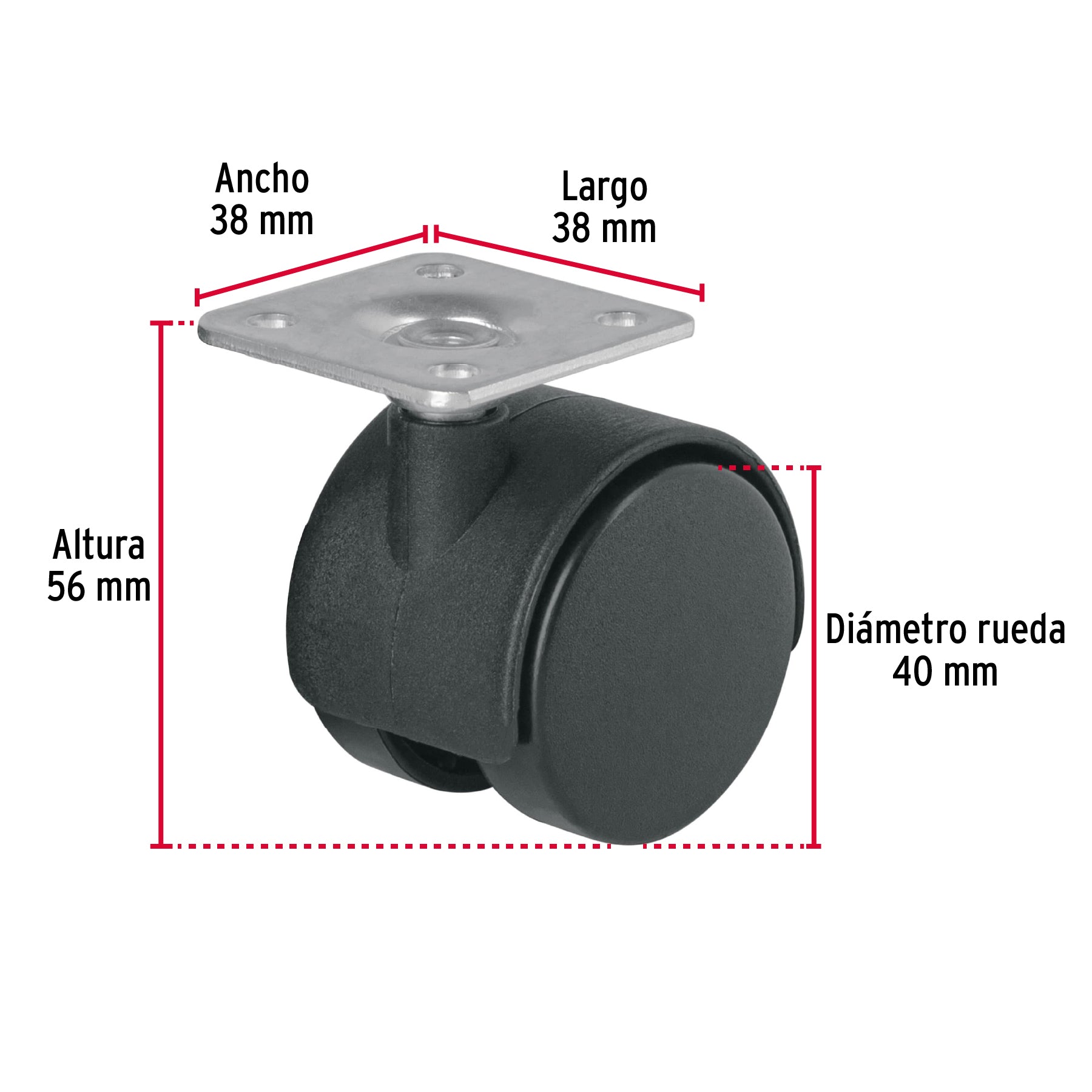 Rodaja Tipo Yoyo 40 mm (1"1/2) Fiero