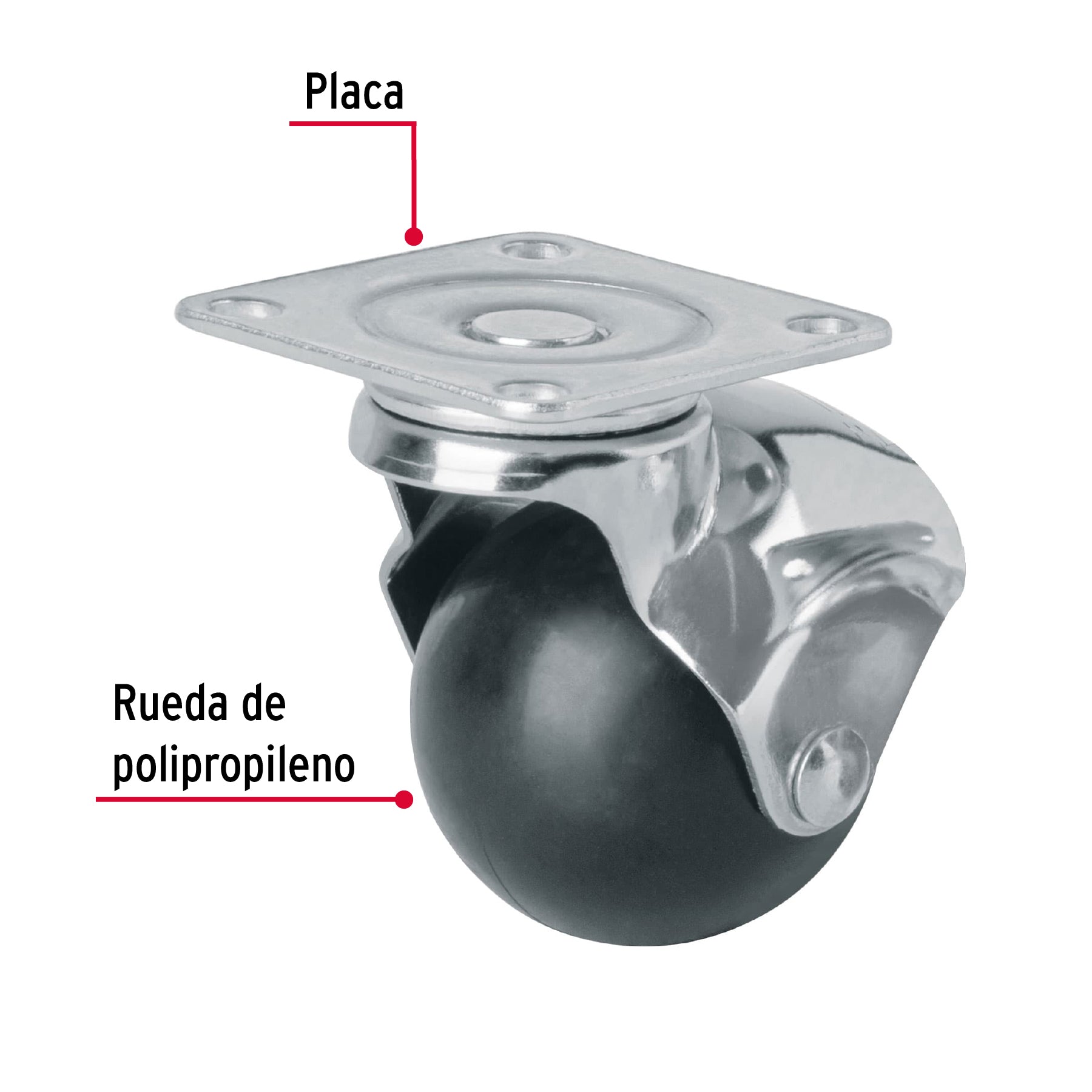Rodaja Esferica con Placa 50 mm (2") Fiero