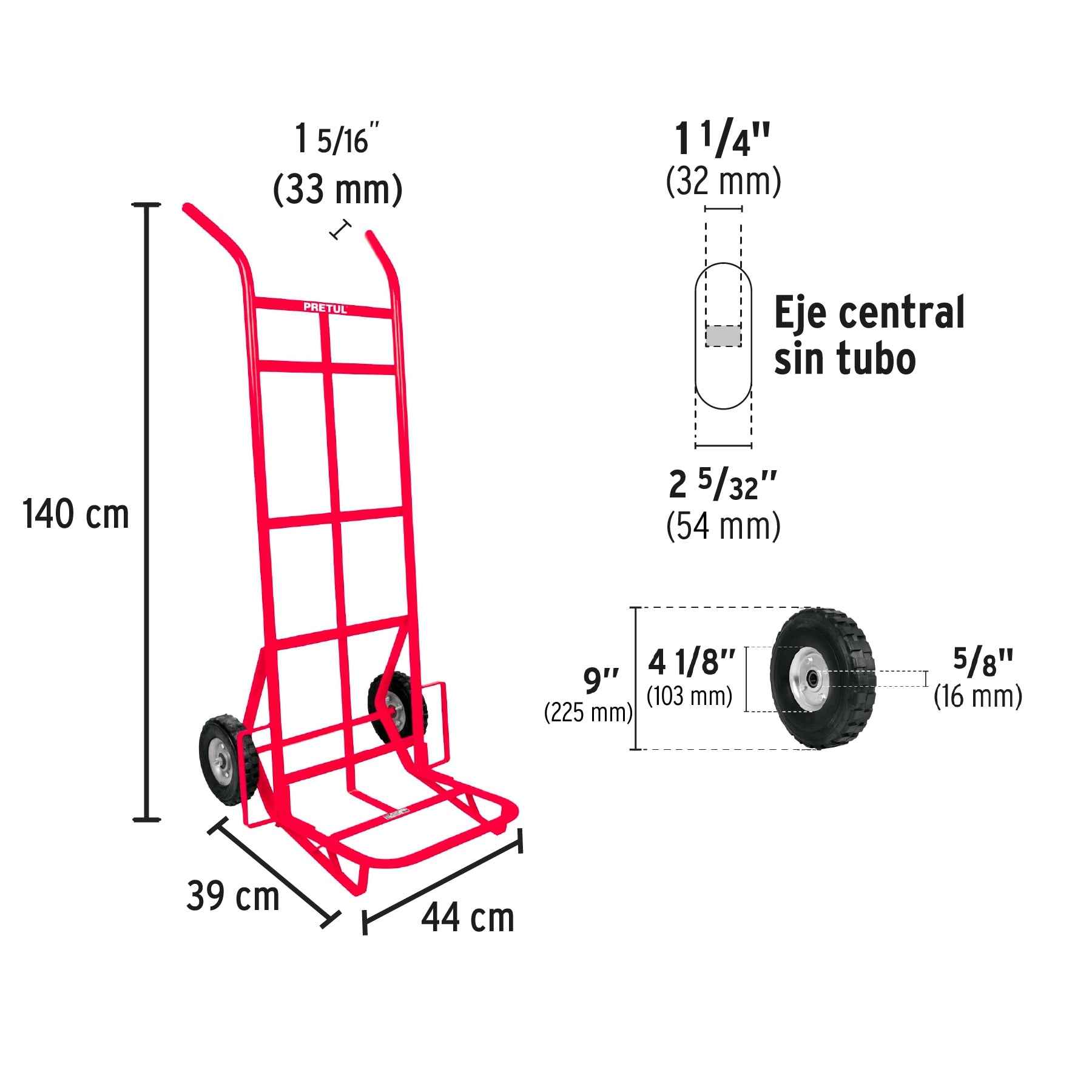 Diablo de Carga 400 Kilos Llanta Solida 9" Rojo Pretul