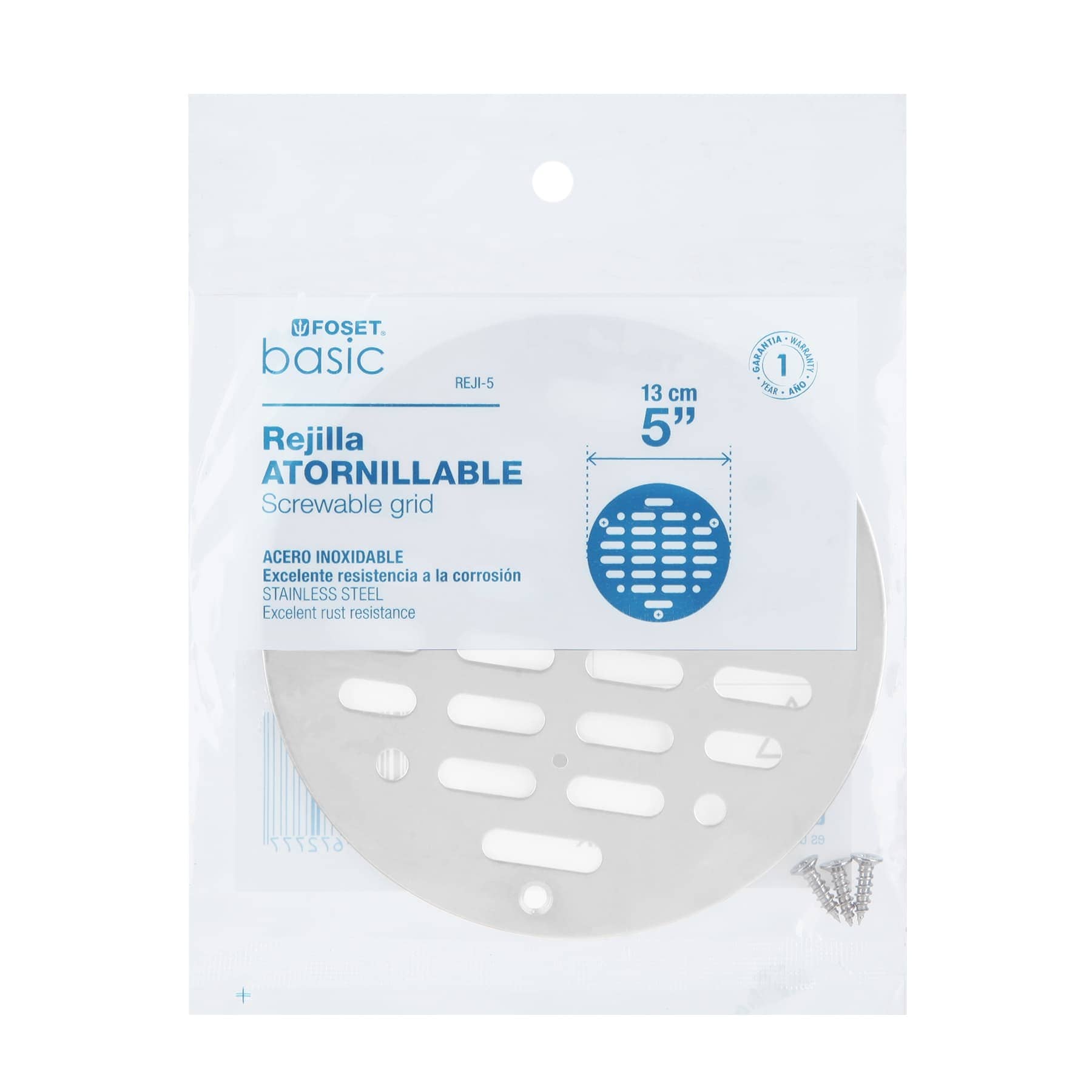 Rejilla de Acero Inoxidable para Coladera de 5" Foset