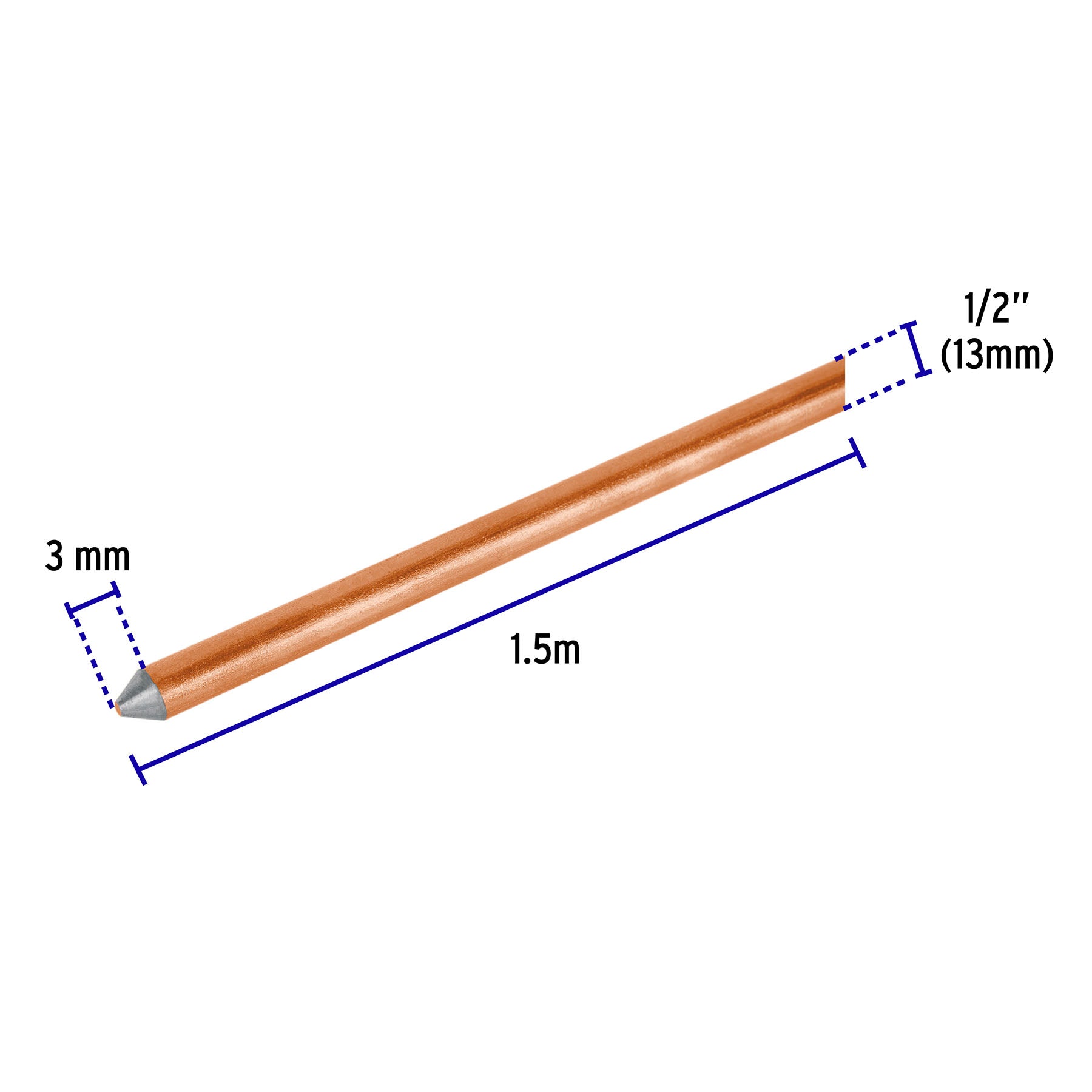 Varilla Copperweld 1/2" X 1.5 Metros de Largo Volteck