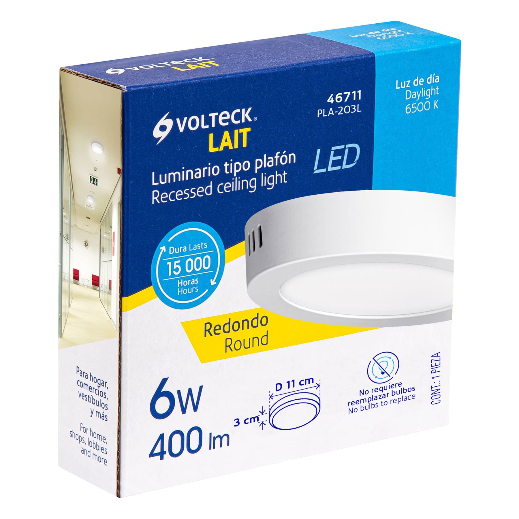 Luminario de Sobreponer LED Redondo Volteck 6 Watts Luz de Dia