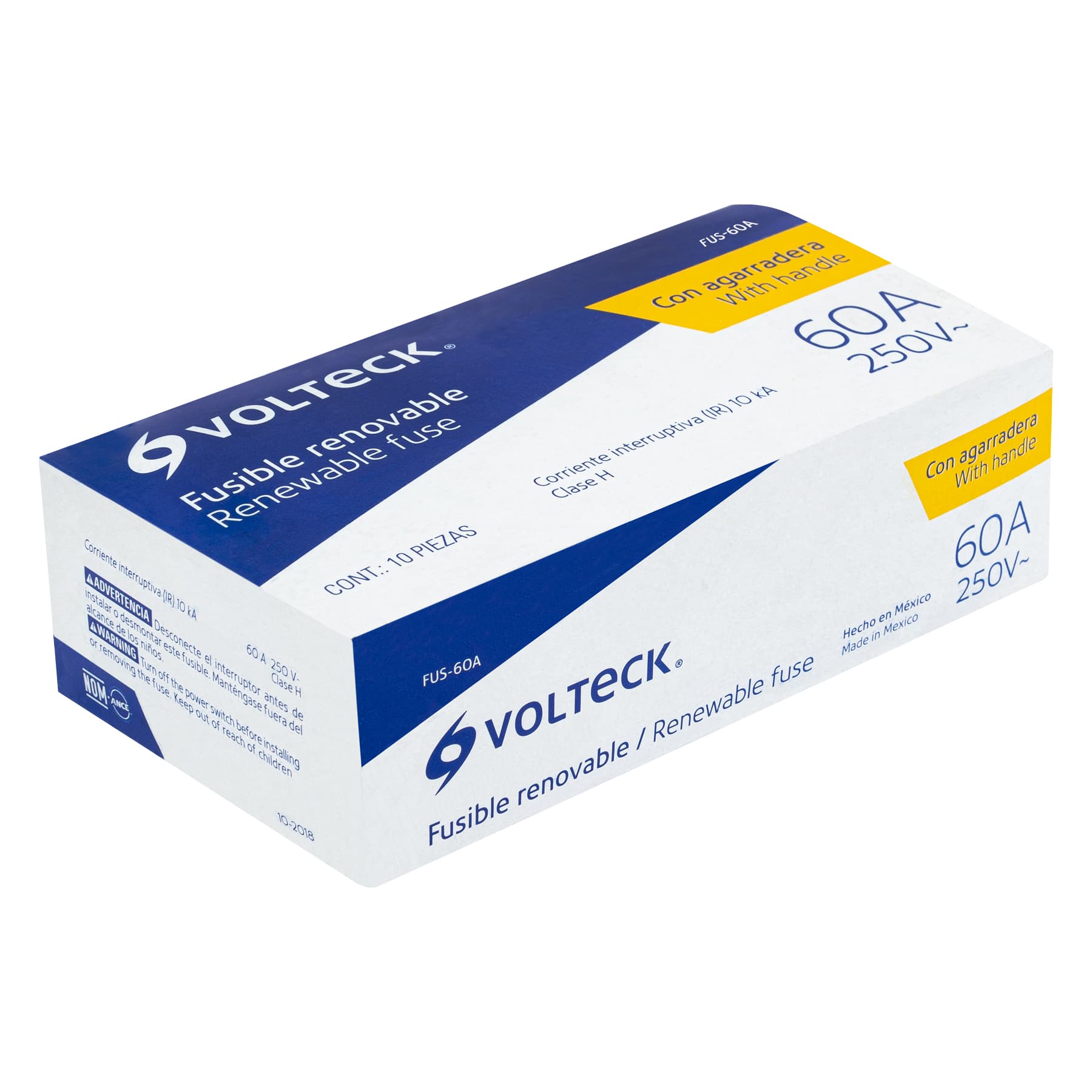 Fusible 60 Amperes 250 V con Agarradera Volteck