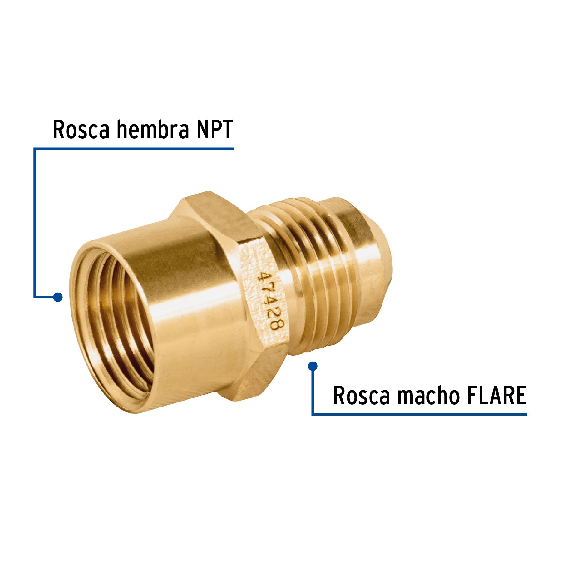Niple Campana para Gas 3/8" Flare x 3/8" NPT Foset