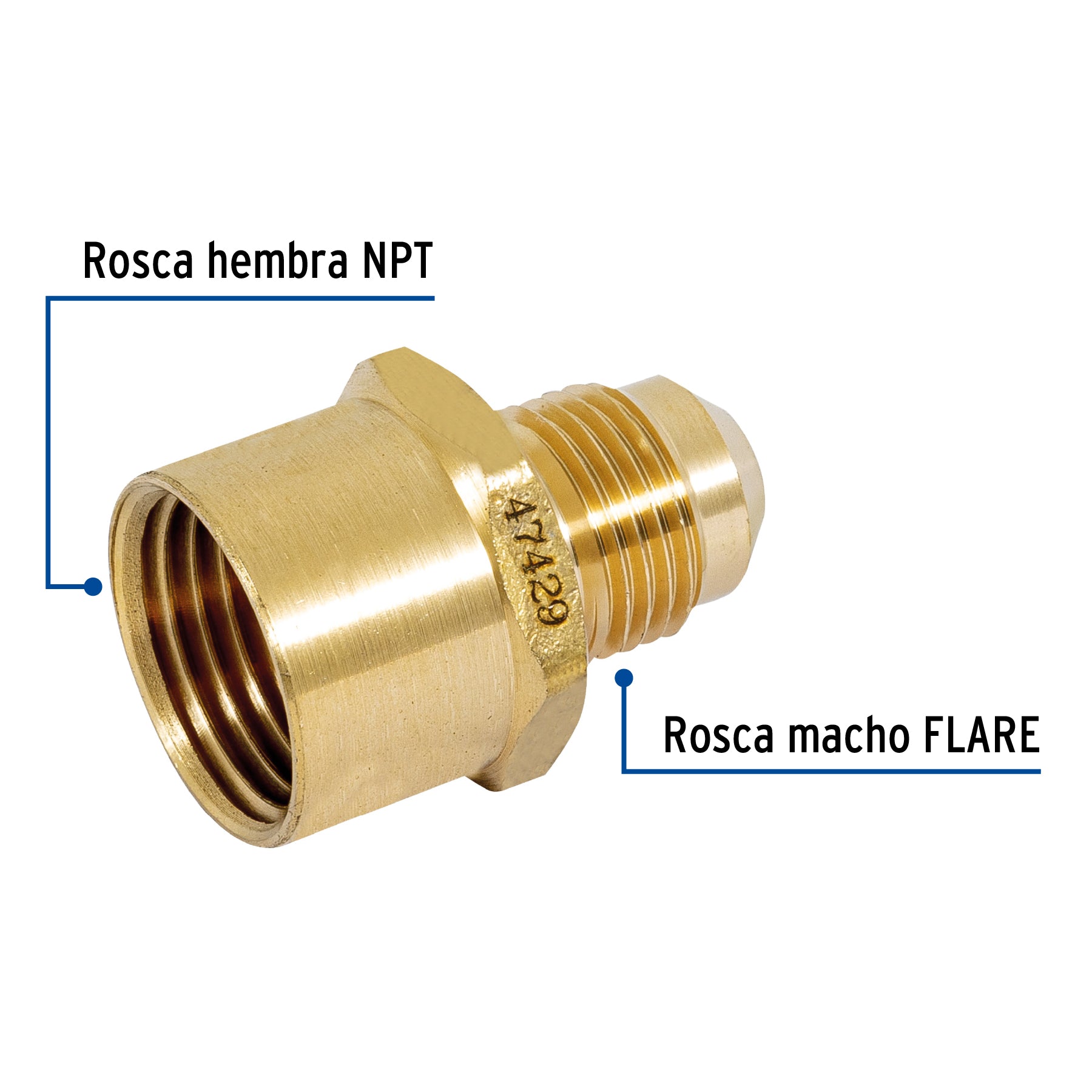 Niple Campana para Gas 3/8" Flare x 1/2" NPT Foset