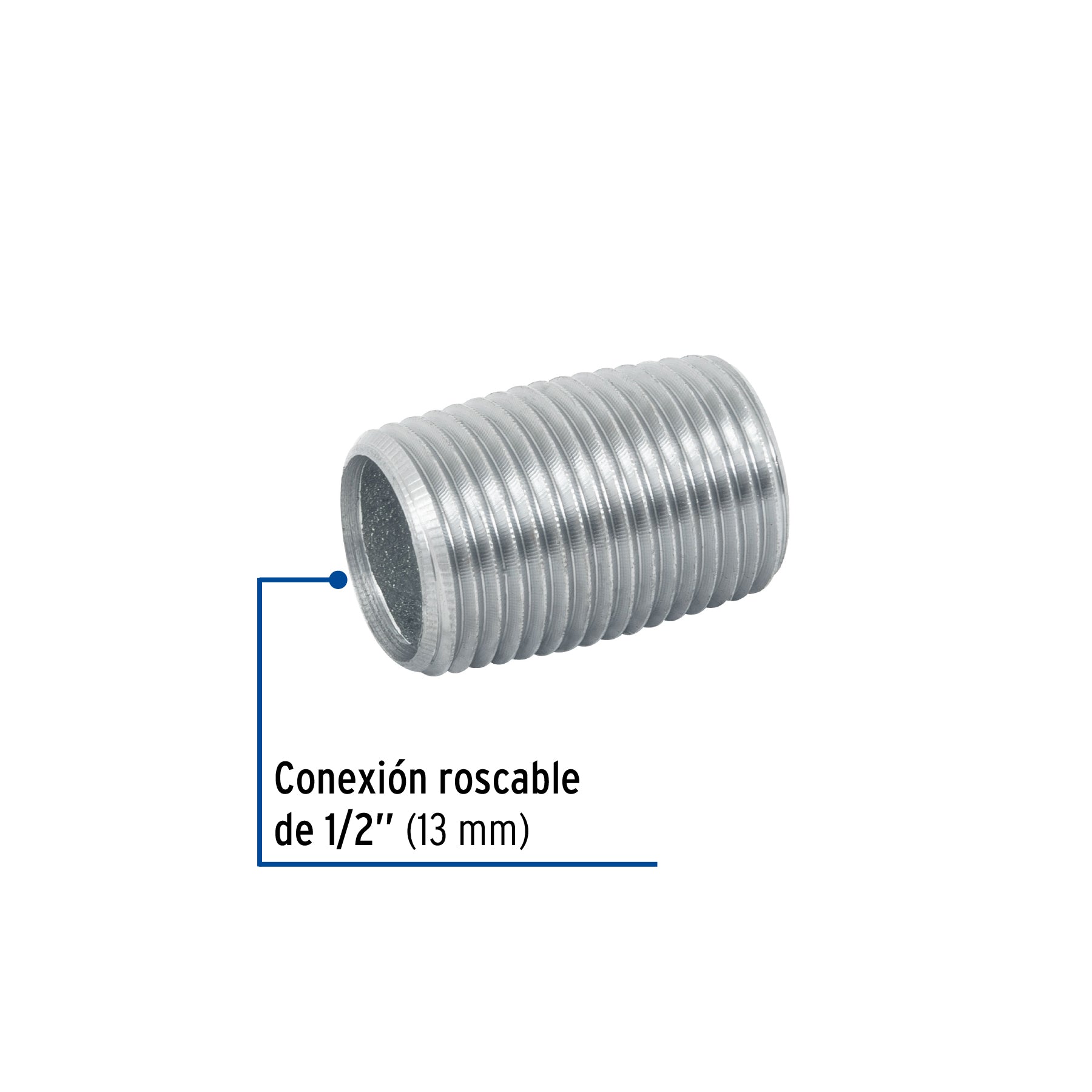 Niple Galvanizado 1/2" (13 mm) X Cuerda Corrida Galvaflow