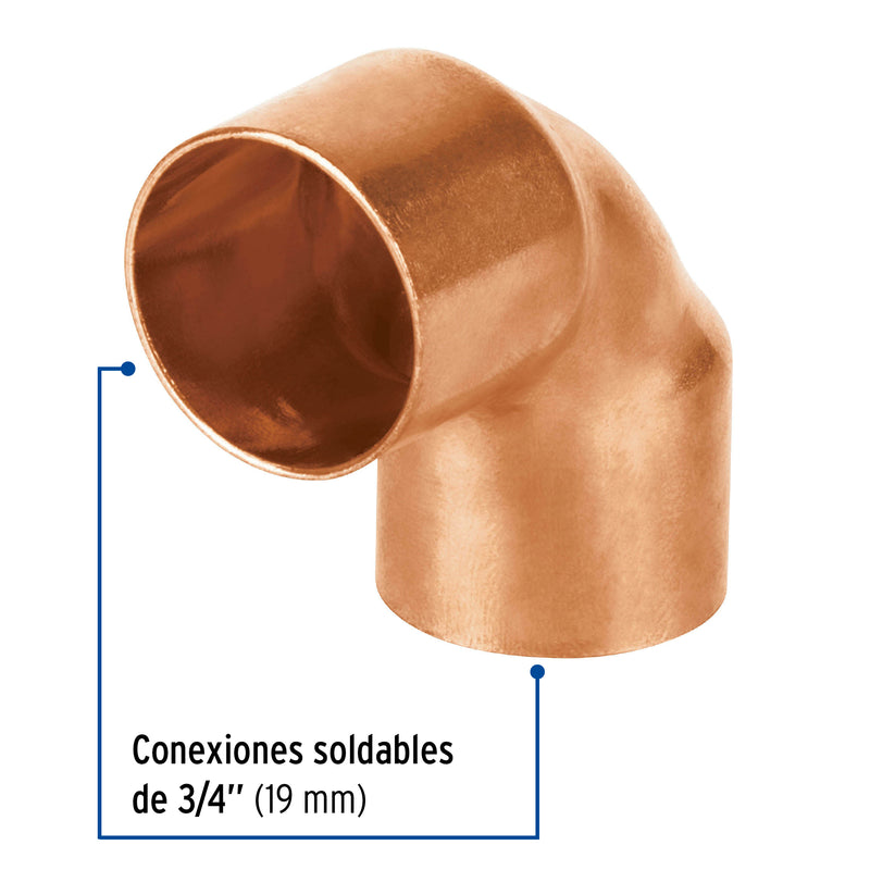 Codo Cobre Basic 90° X 3/4" (19 mm) Copperflow