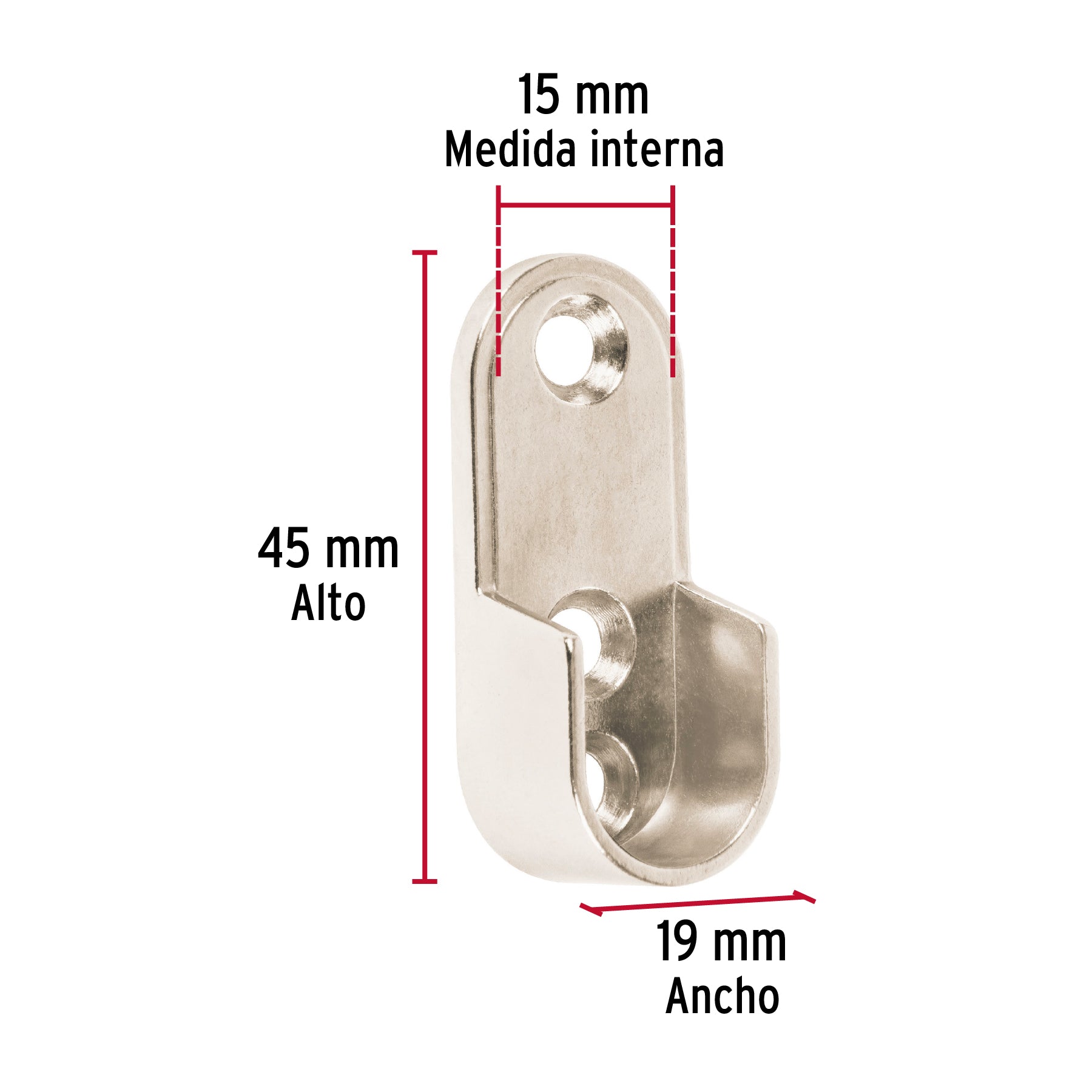 Brida Lateral para Tubo Cromado Ovalada Hermex