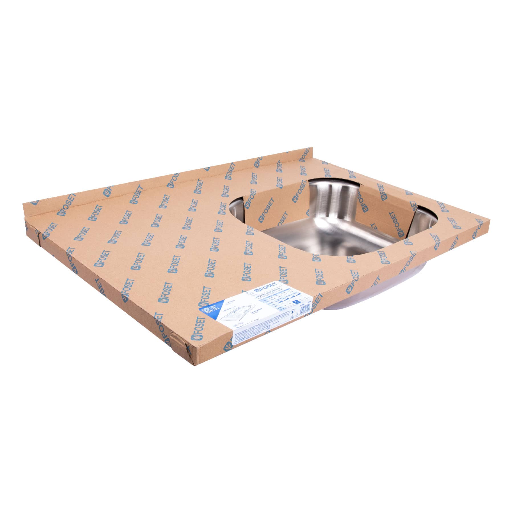 Tarja Sobreponer 80 x 50 cm Acero Inox 304 Foset Tina Derecha