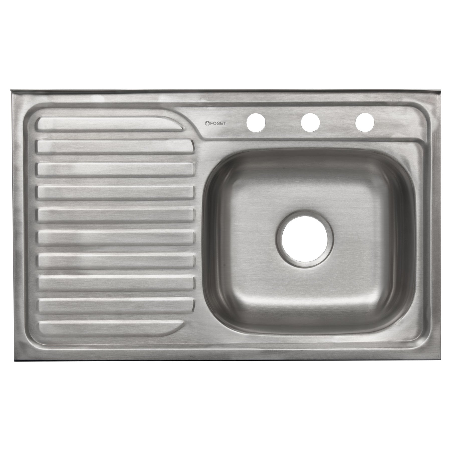 Tarja Sobreponer 80 x 50 cm Acero Inox 304 Foset Tina Derecha