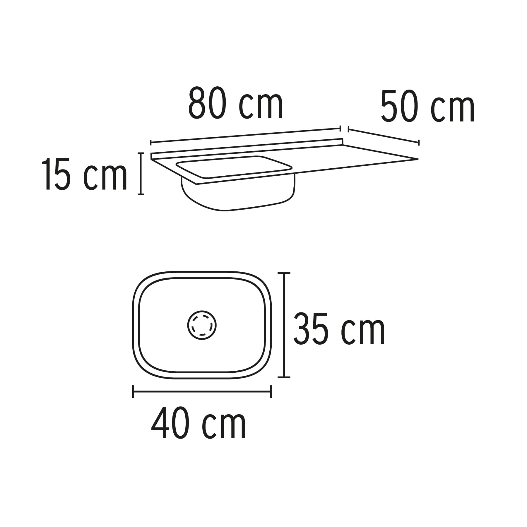 Tarja de Empotrar 80 x 50 cm A Inox 304 Foset Tina Izquierda