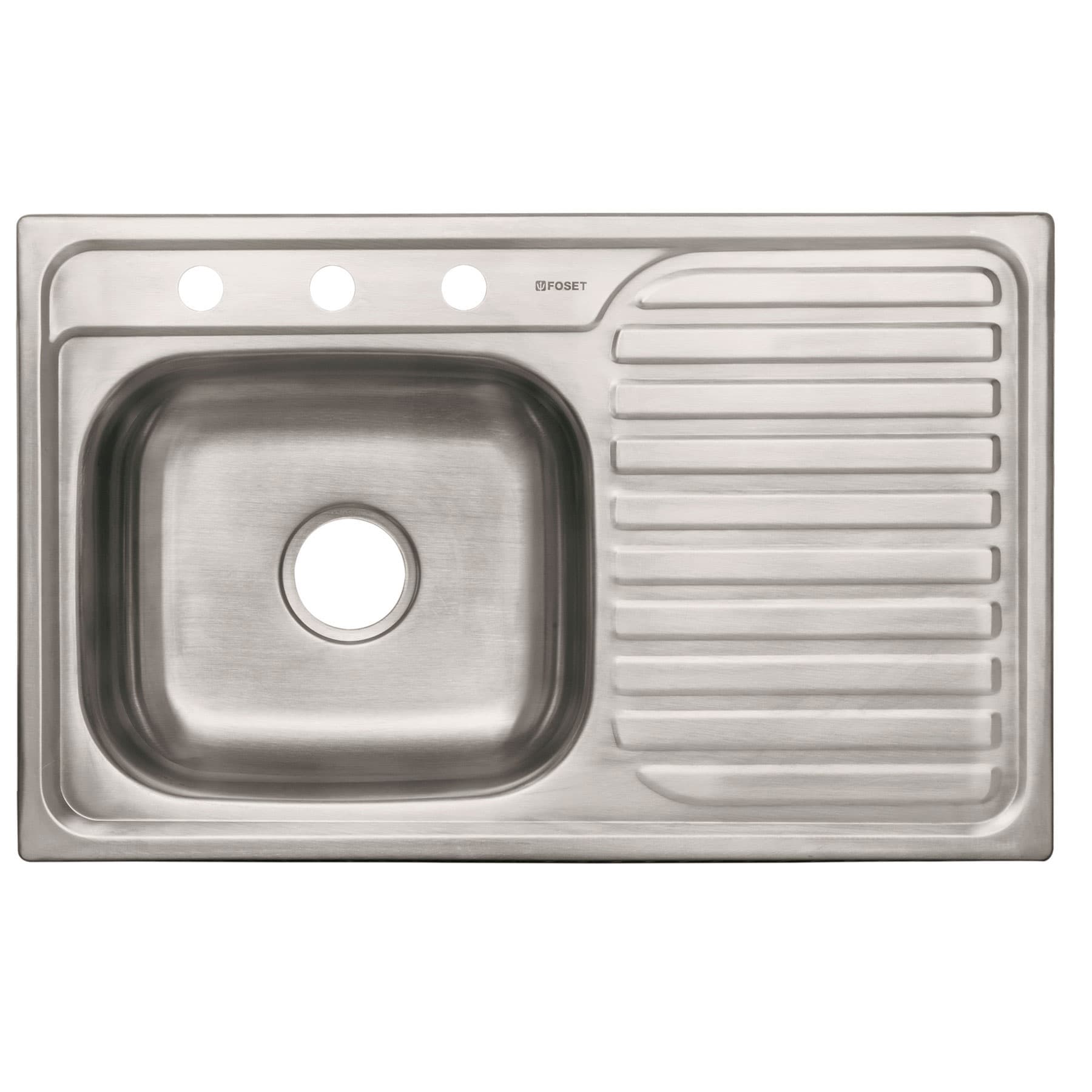 Tarja de Empotrar 80 x 50 cm A Inox 304 Foset Tina Izquierda