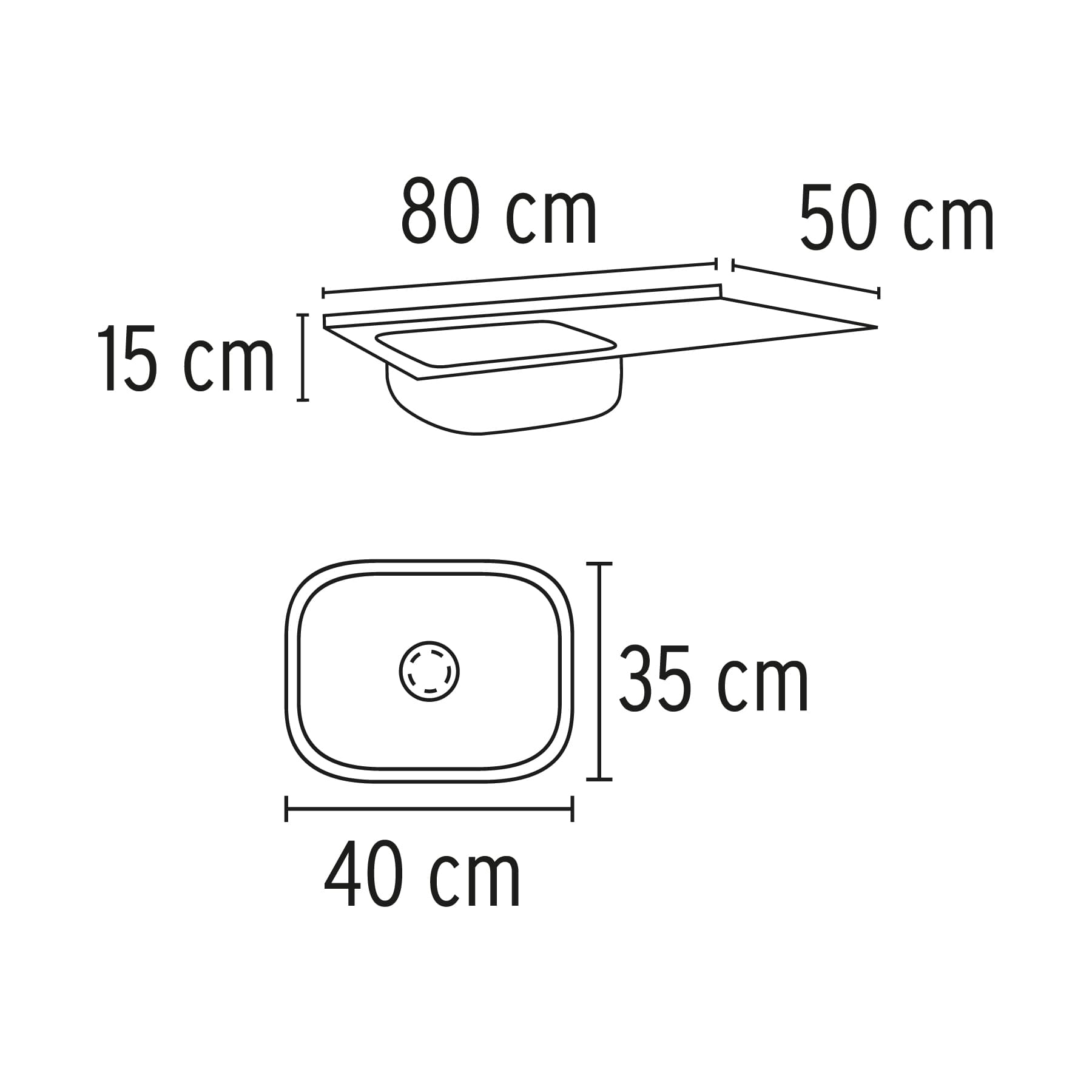 Tarja de Empotrar 80 x 50 cm A Inox 304 Foset Tina Derecha