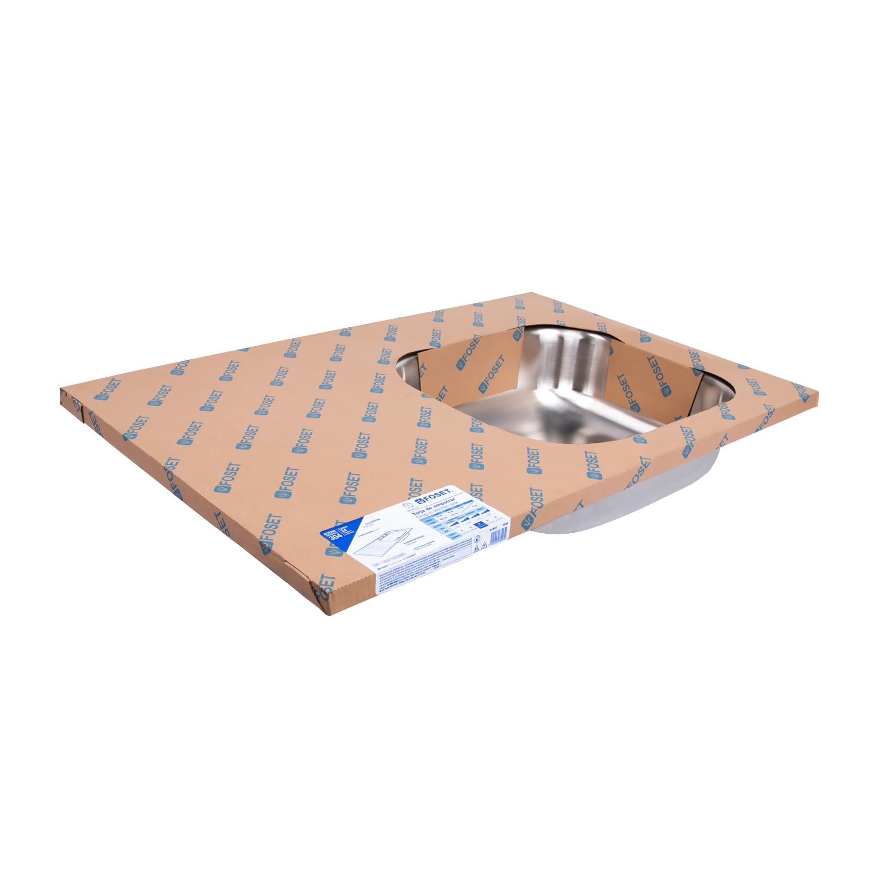 Tarja de Empotrar 80 x 50 cm A Inox 304 Foset Tina Derecha