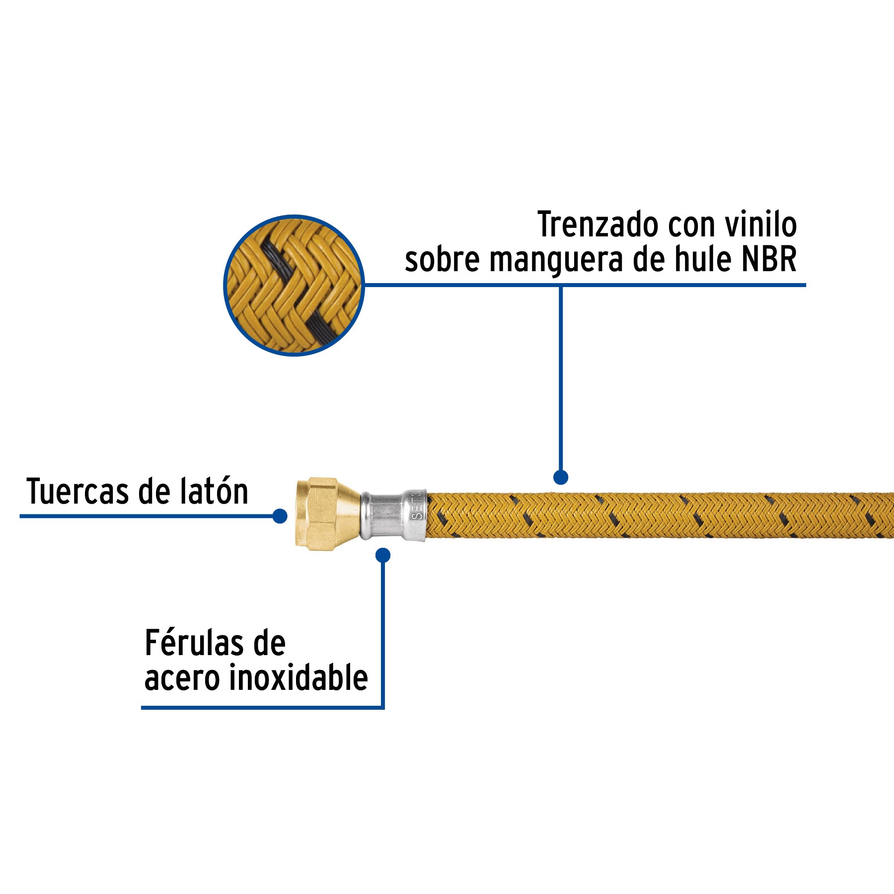 Conector Flexible para Gas Vinilo Foset 60 cms