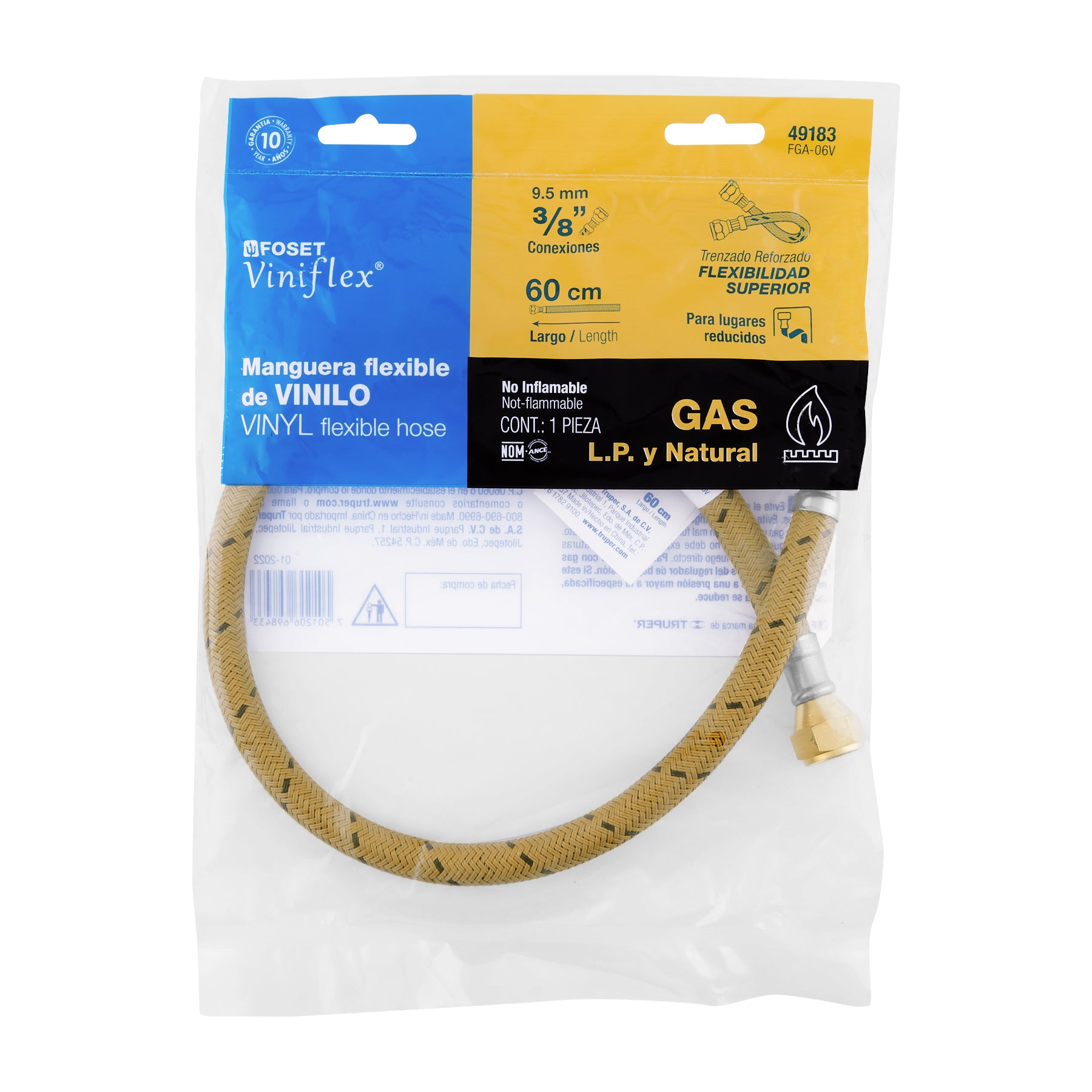 Conector Flexible para Gas Vinilo Foset 60 cms