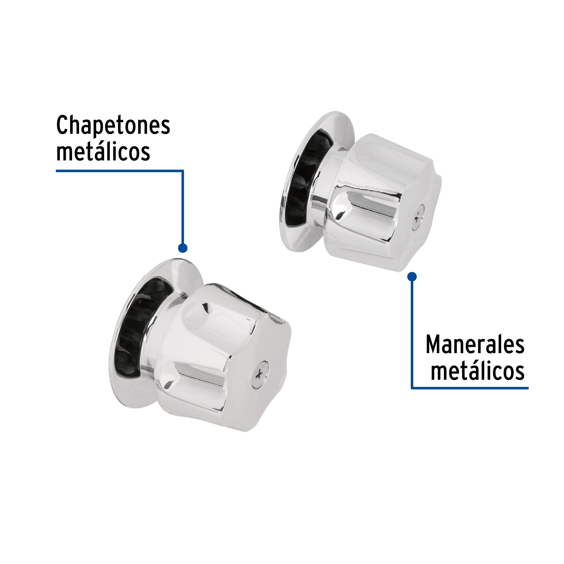 Juego de 2 Manerales Queen Grande con Chapeton Foset Basic Cromo