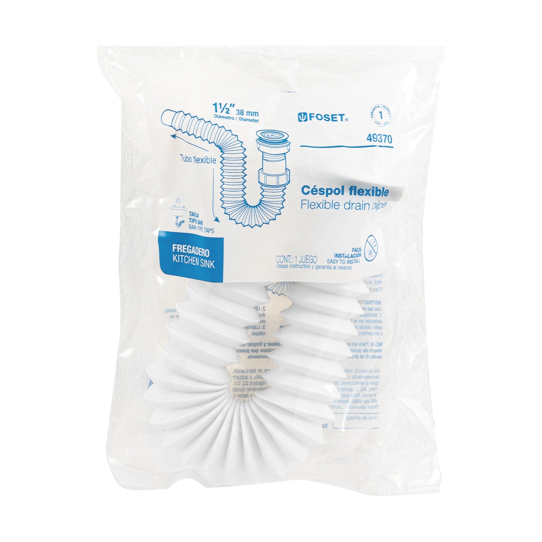 Cespol Flexible Tipo "P" para Fregadero de Polipropileno Foset