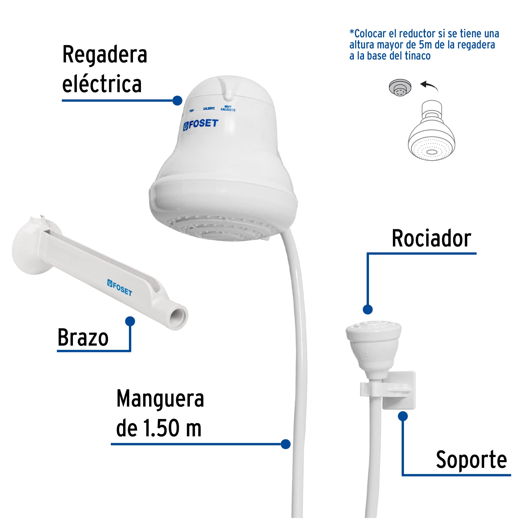 Regadera Electrica 4 Temperaturas Blanca Foset